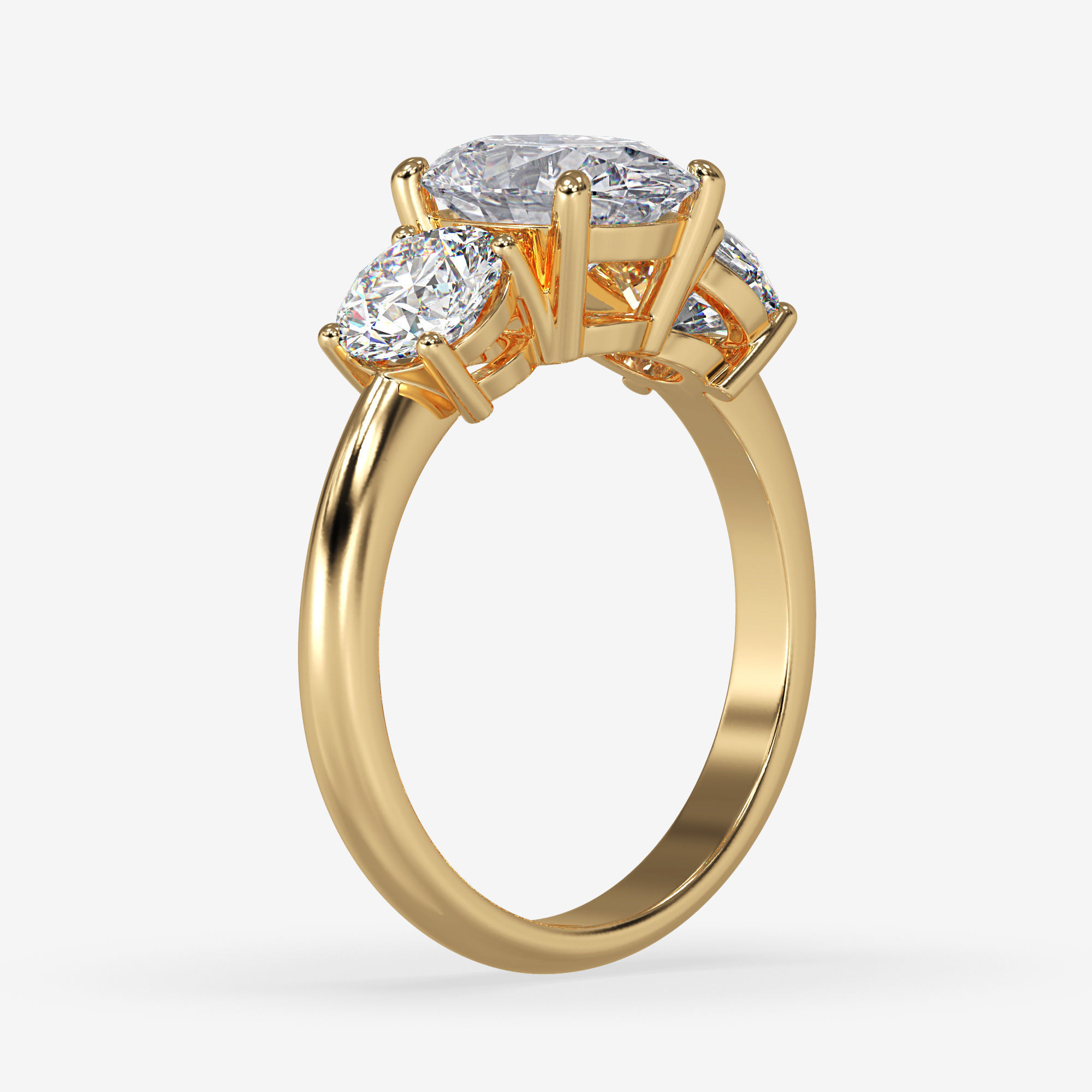 CJ-0022 three stone engagement ring 3D print model_12