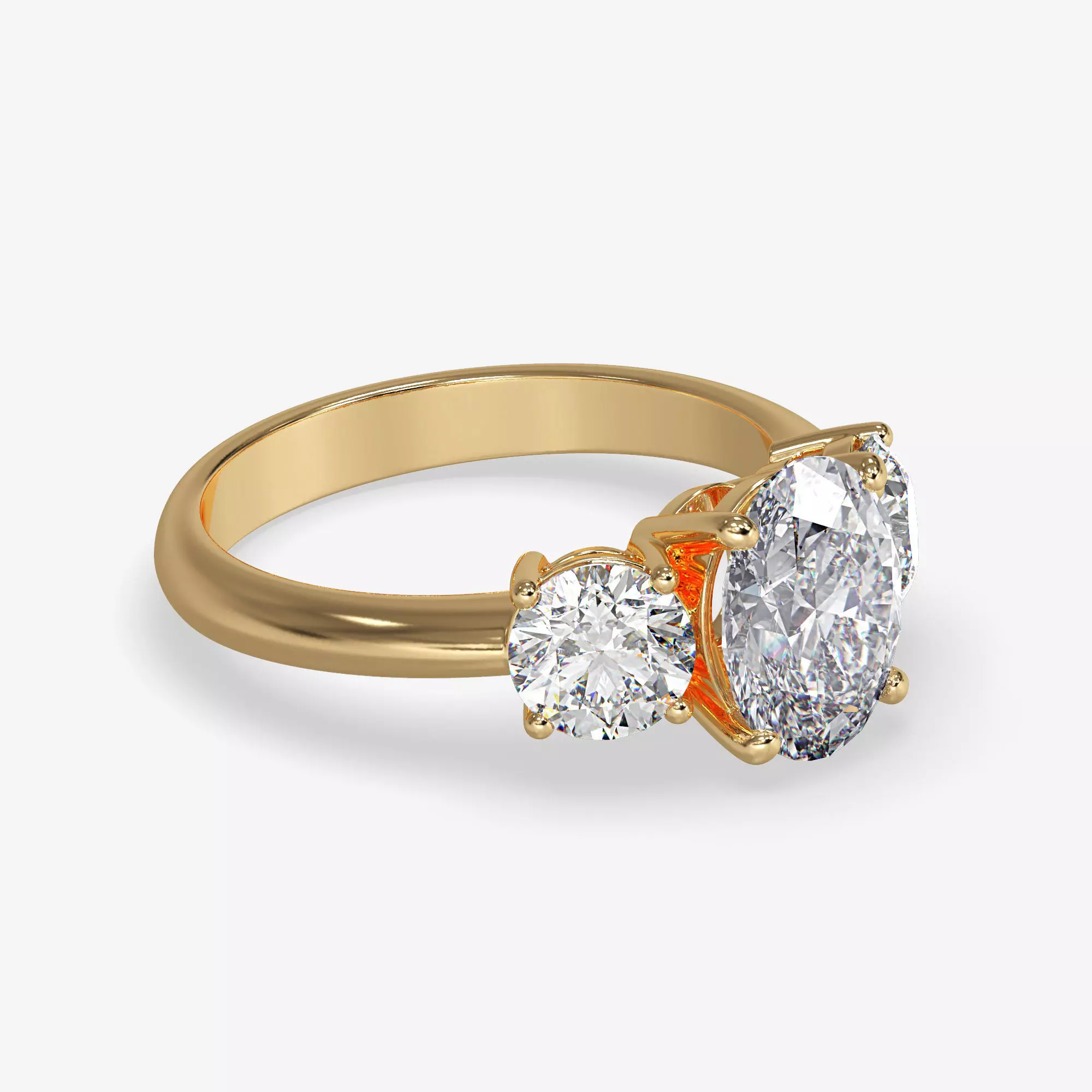 CJ-0022 three stone engagement ring 3D print model_0