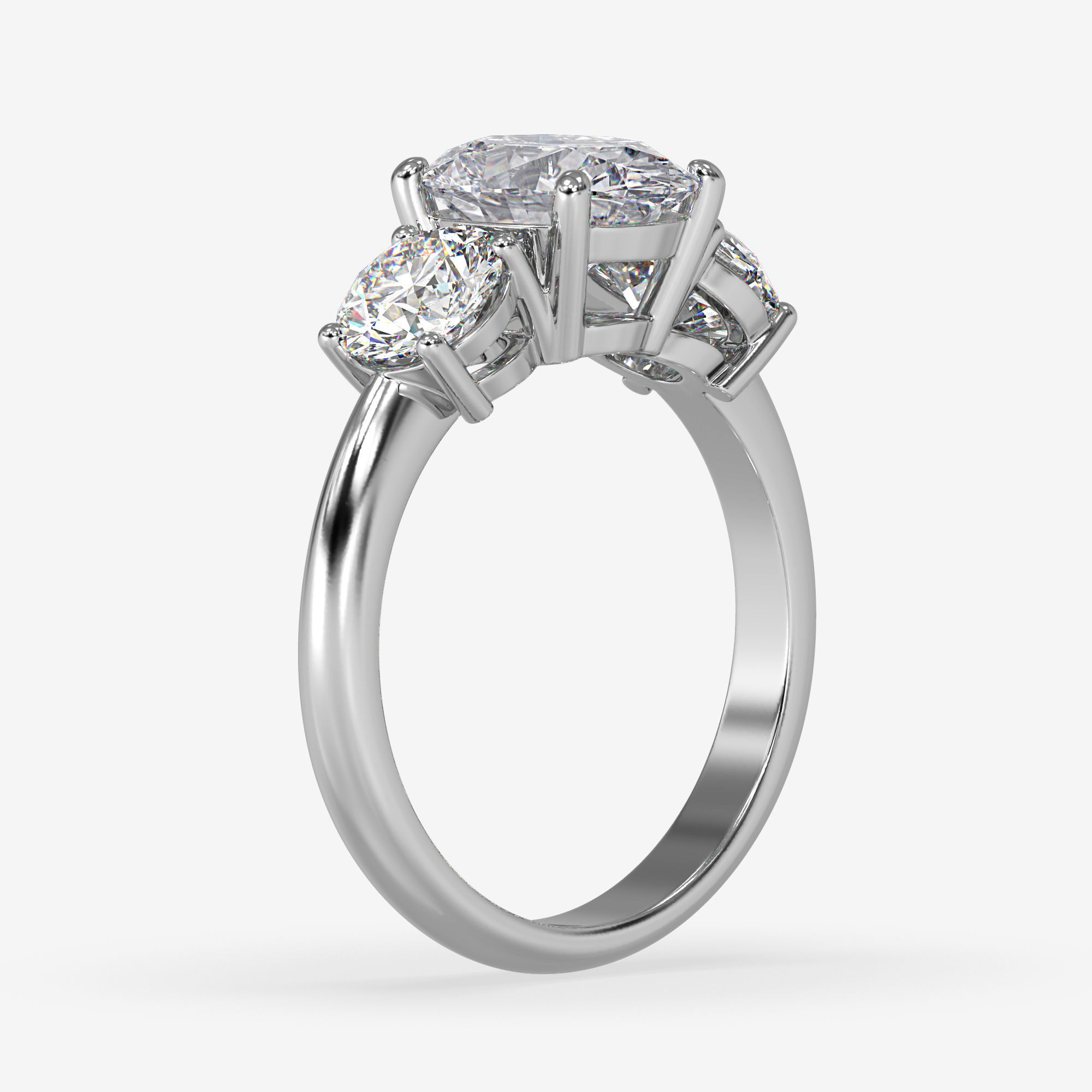 CJ-0022 three stone engagement ring 3D print model_9