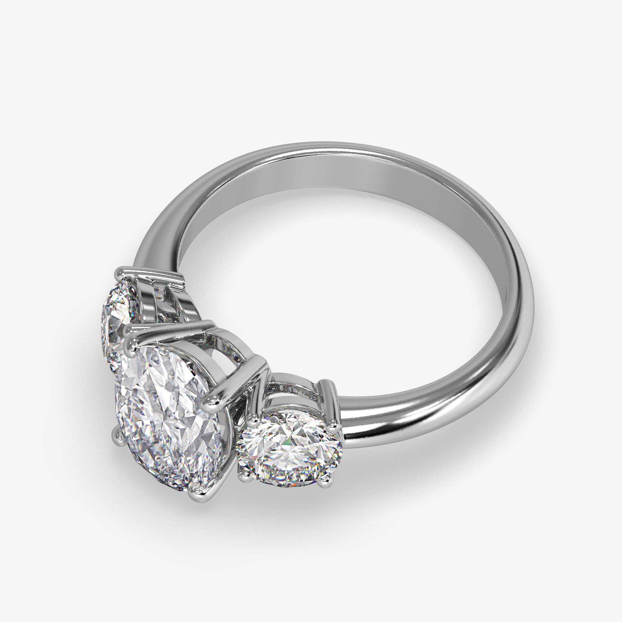 CJ-0022 three stone engagement ring 3D print model_8