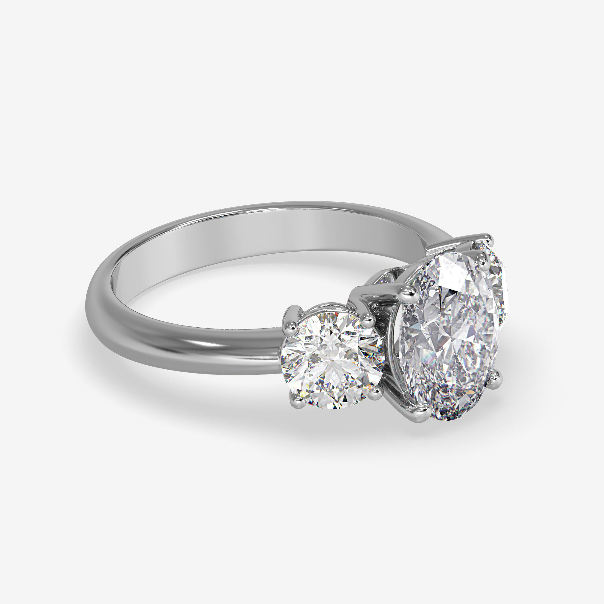 CJ-0022 three stone engagement ring 3D print model_2