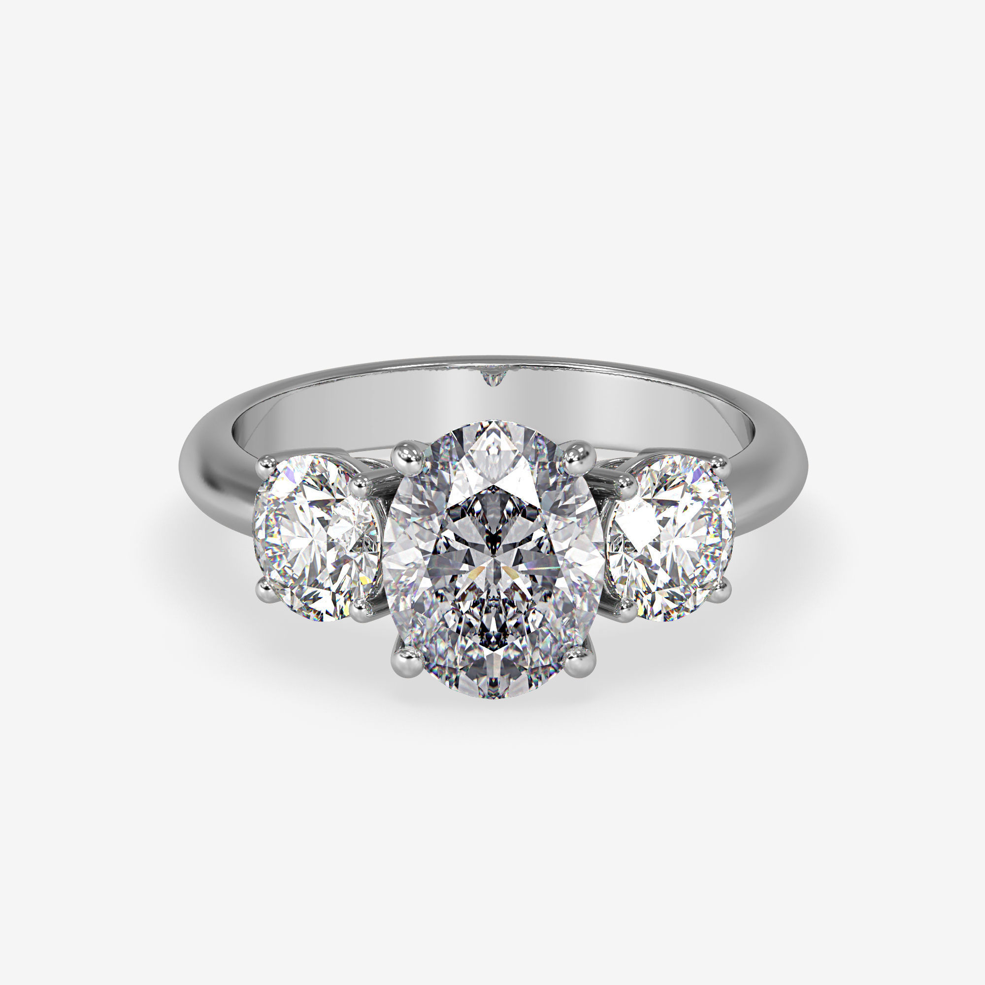 CJ-0022 three stone engagement ring 3D print model_7