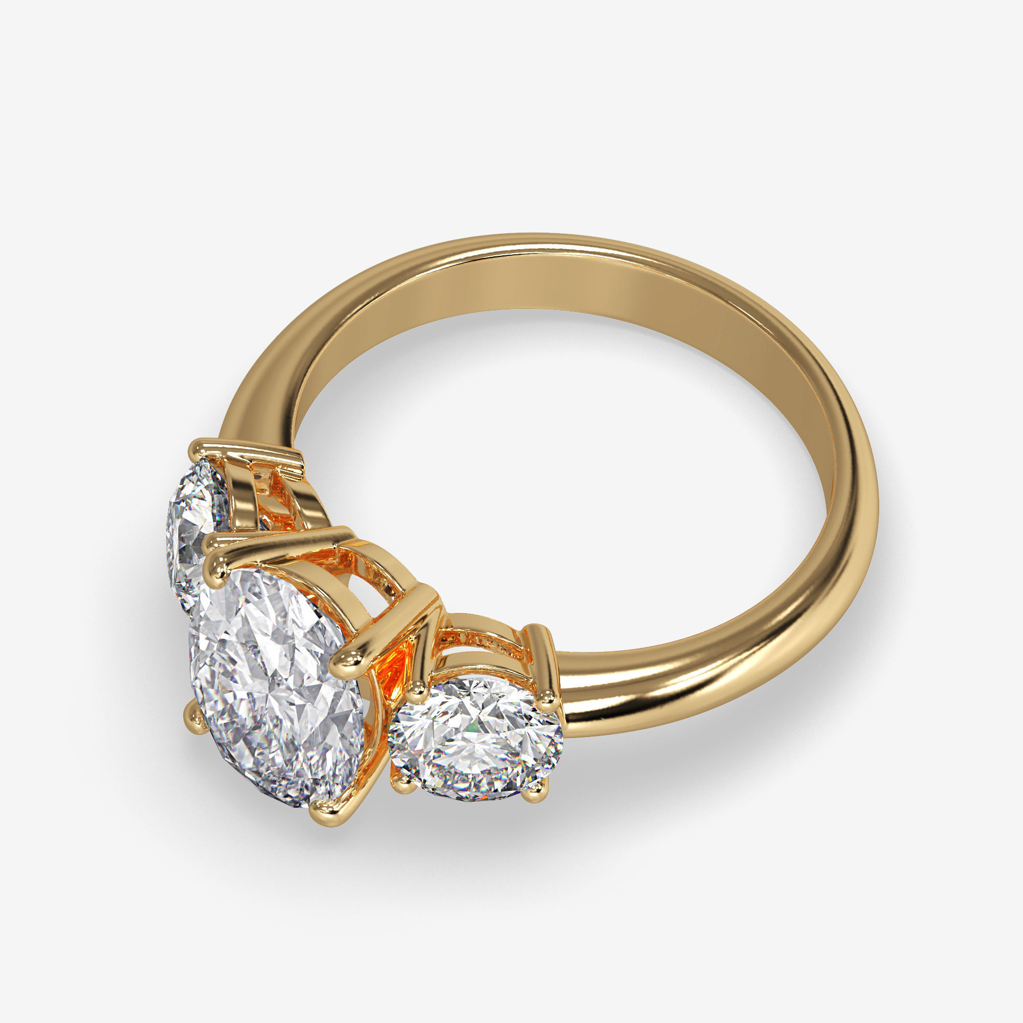 CJ-0022 three stone engagement ring 3D print model_11