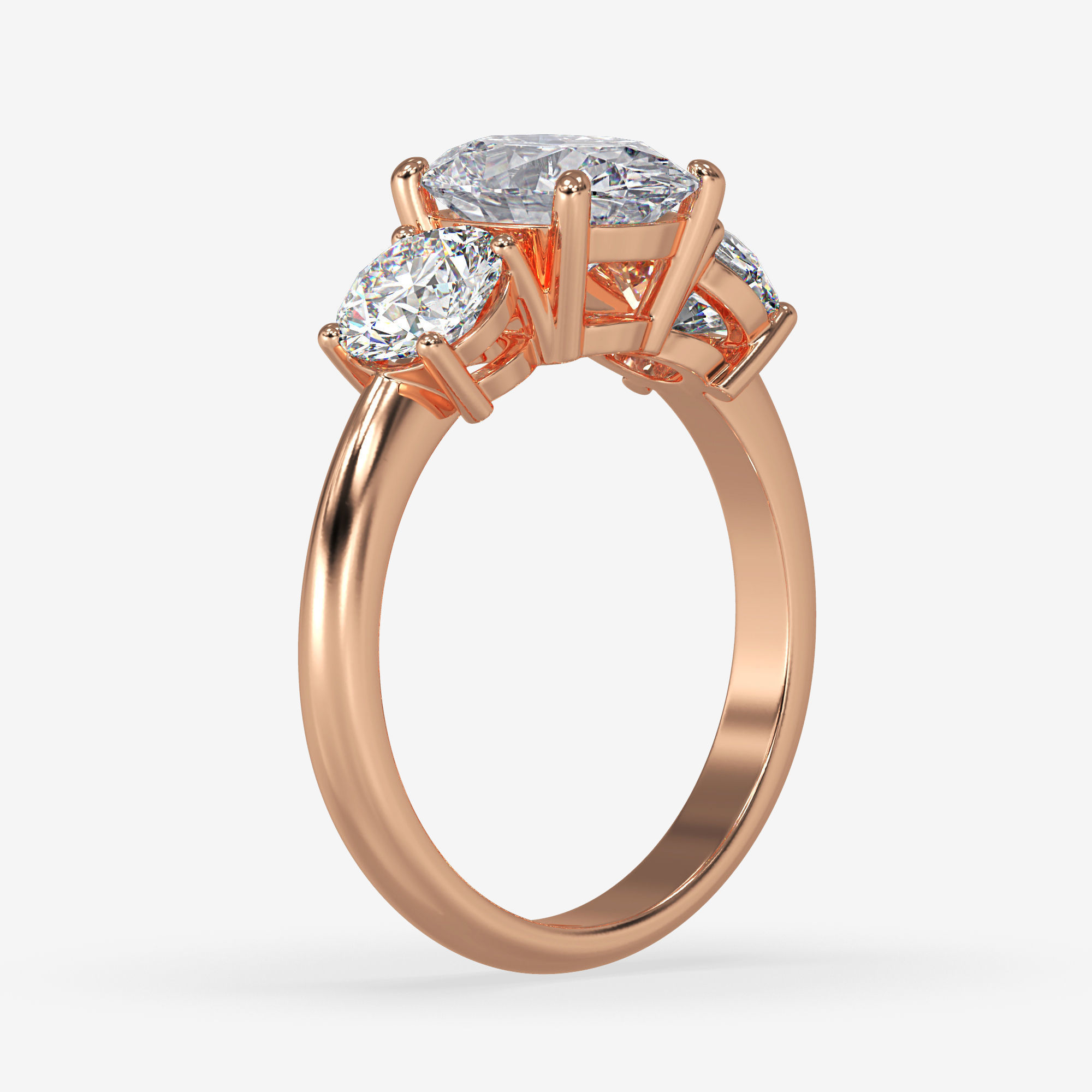CJ-0022 three stone engagement ring 3D print model_6