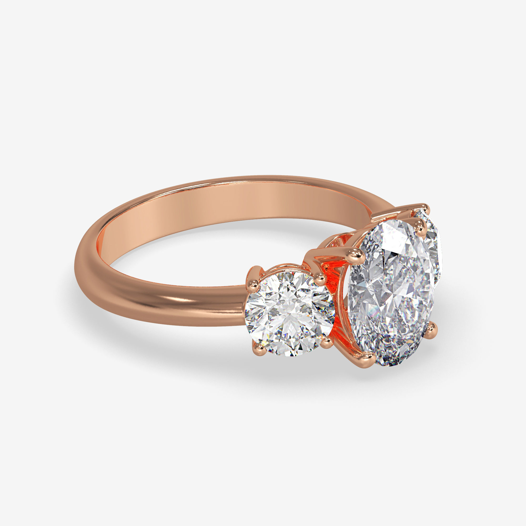 CJ-0022 three stone engagement ring 3D print model_1