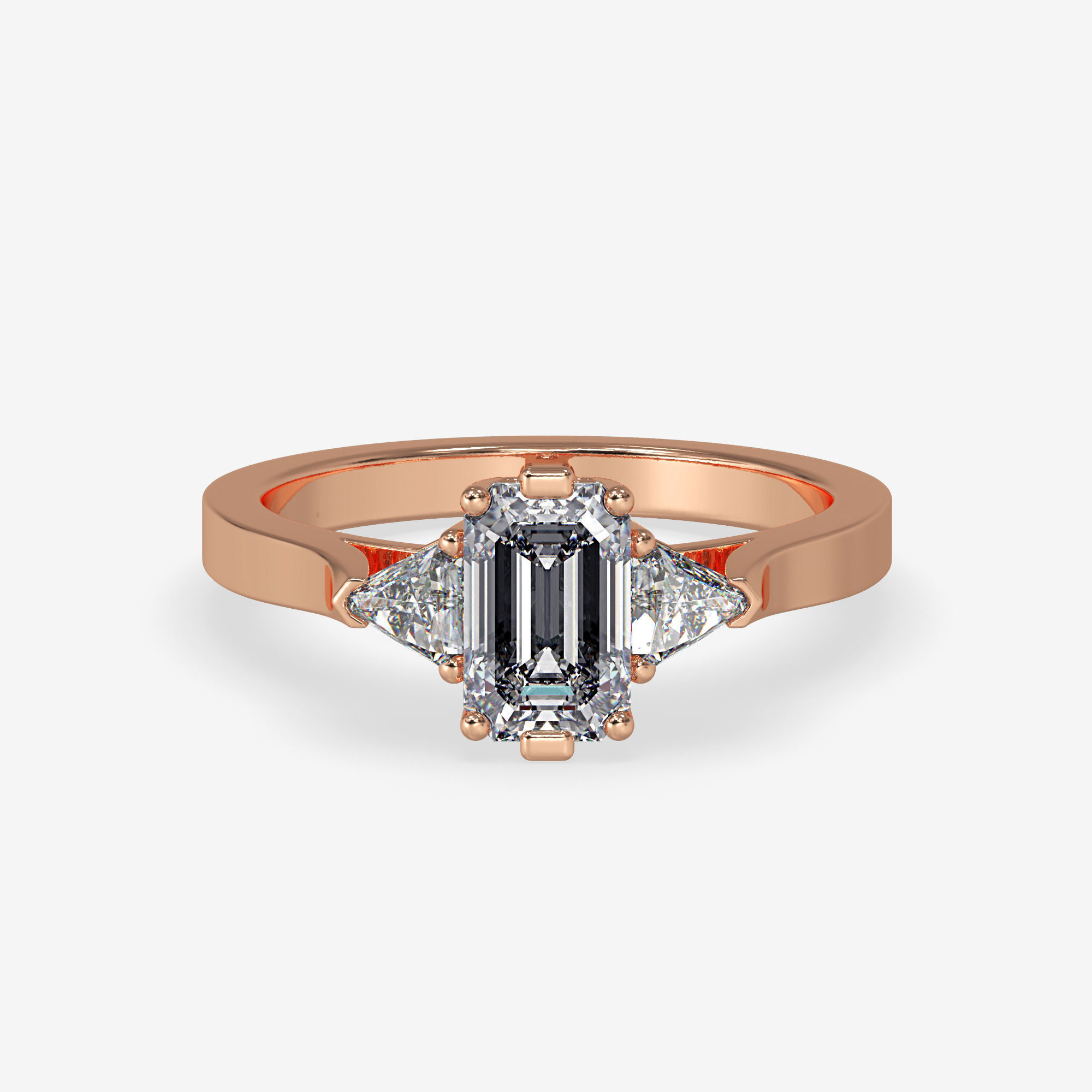 CJ-0021 emerald cut diamond ring gold 3D print model_4