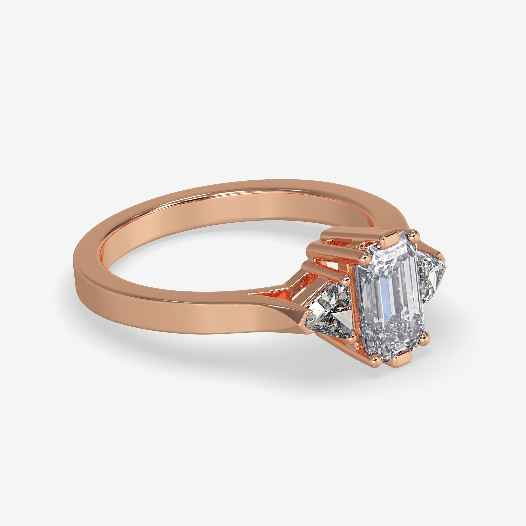 CJ-0021 emerald cut diamond ring gold 3D print model_1