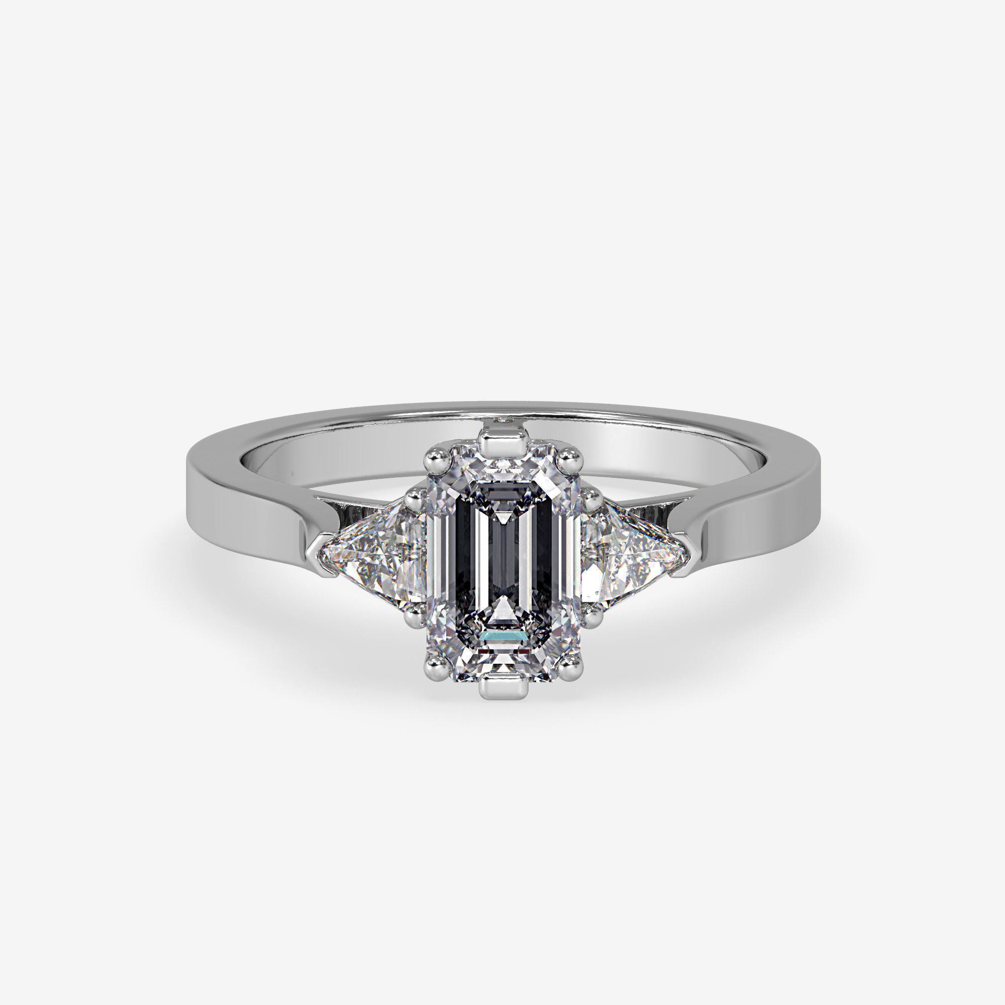 CJ-0021 emerald cut diamond ring gold 3D print model_7