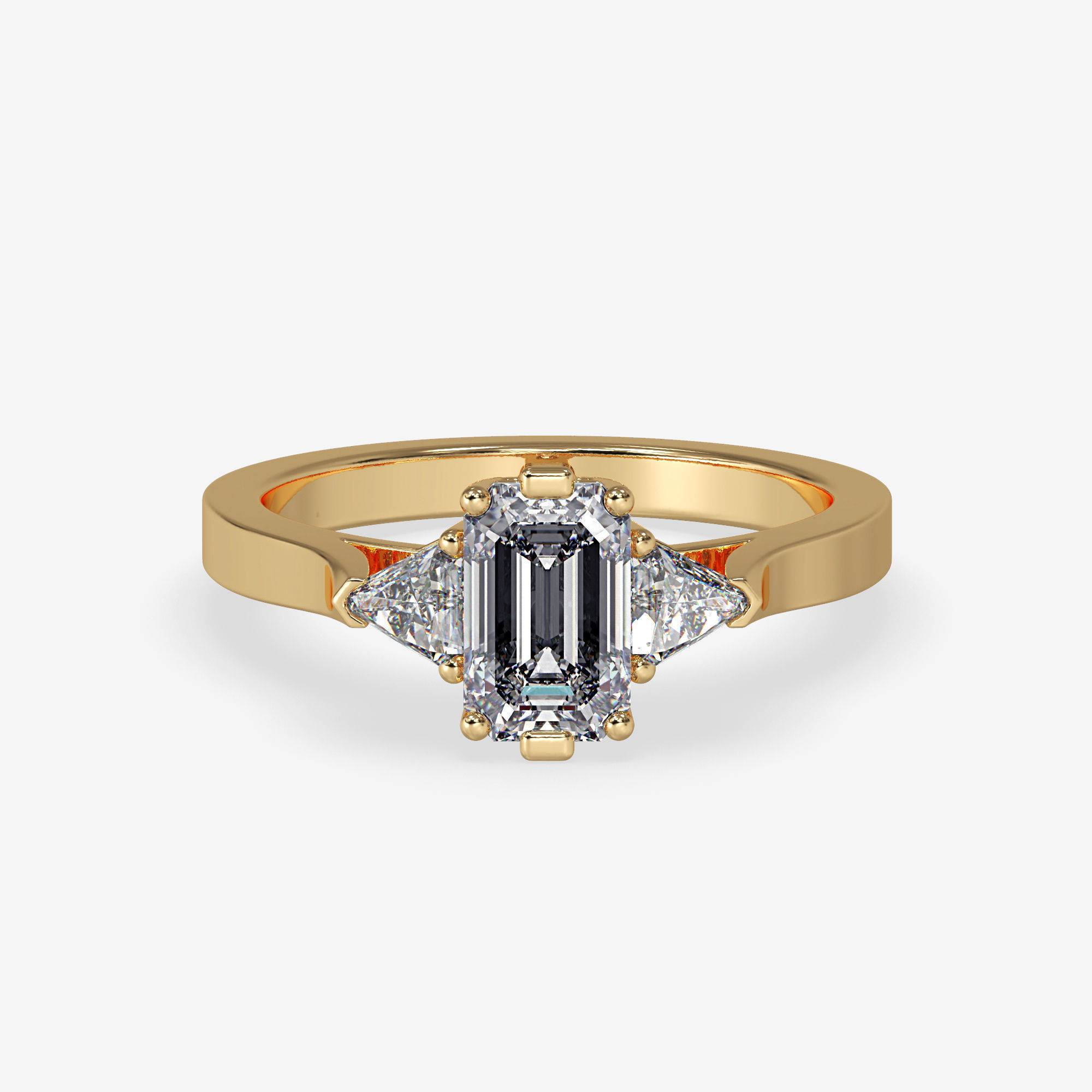 CJ-0021 emerald cut diamond ring gold 3D print model_10