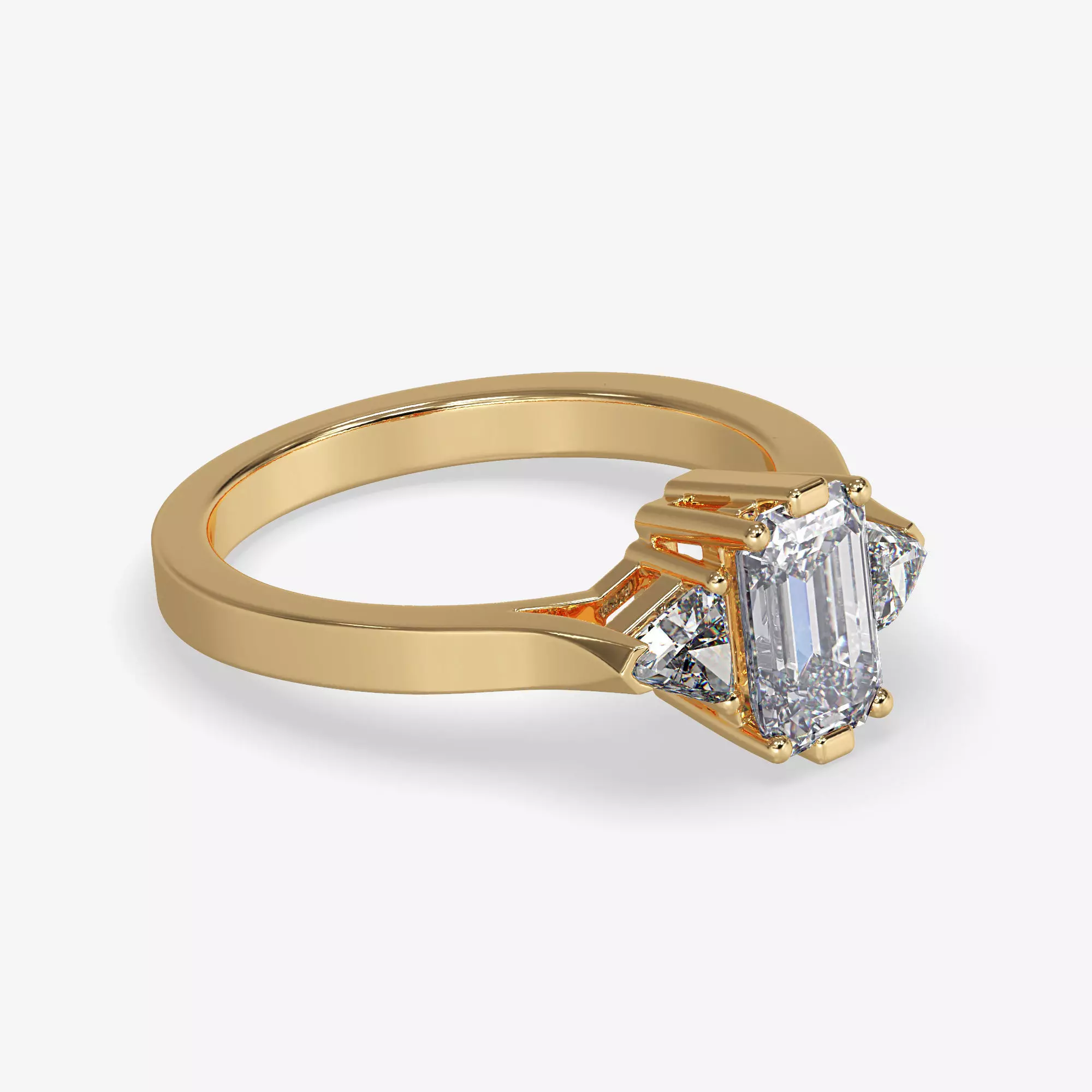 CJ-0021 emerald cut diamond ring gold 3D print model_0
