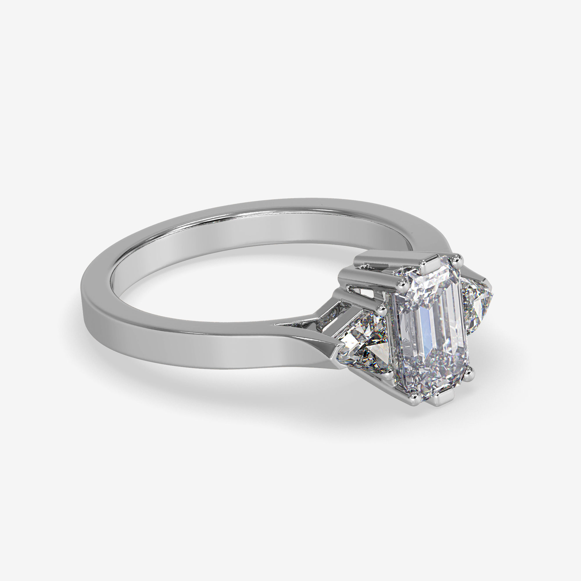 CJ-0021 emerald cut diamond ring gold 3D print model_2
