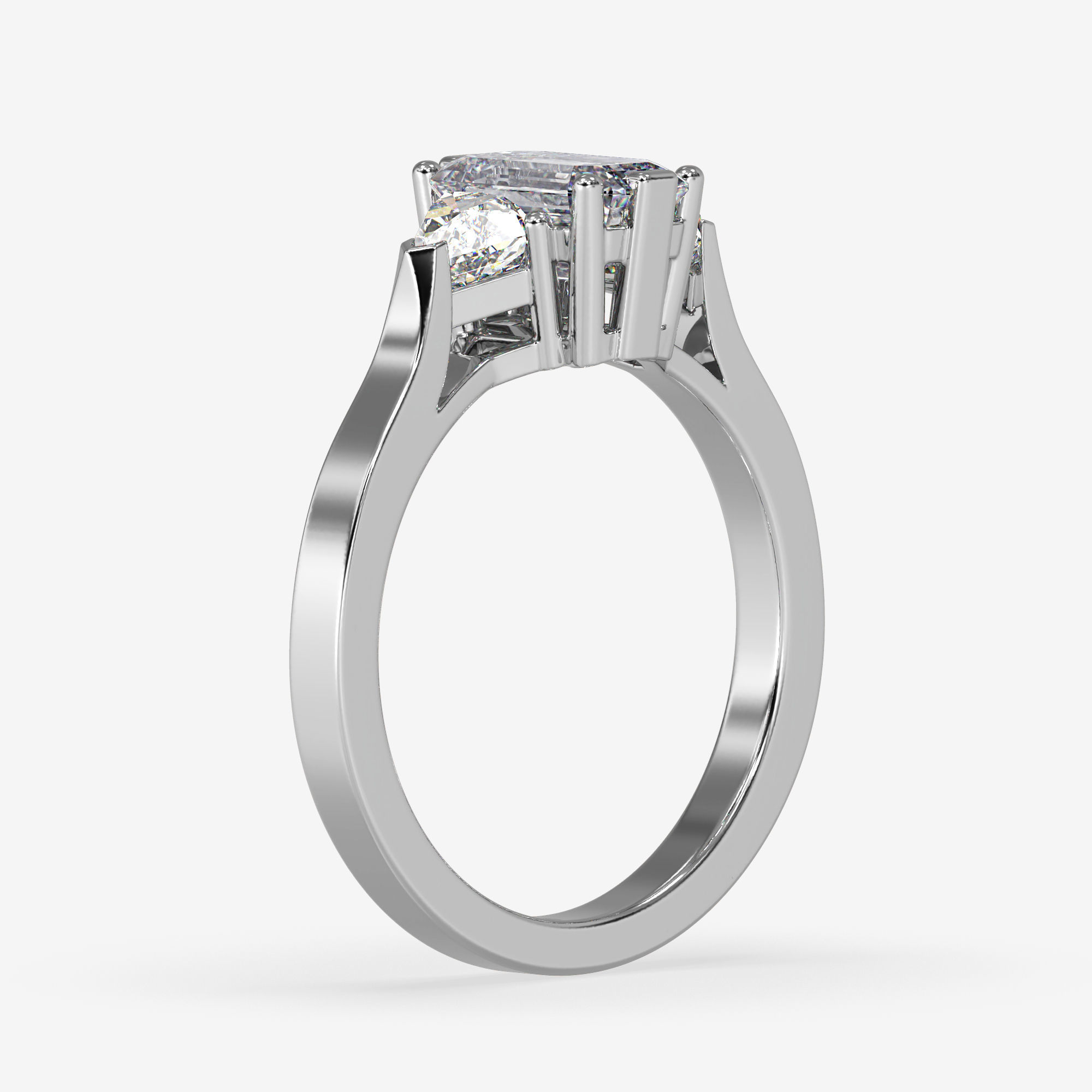 CJ-0021 emerald cut diamond ring gold 3D print model_9