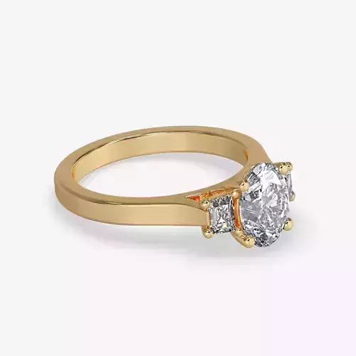 CJ-0020 gold engagement ring with oval cut diamond 3D print model