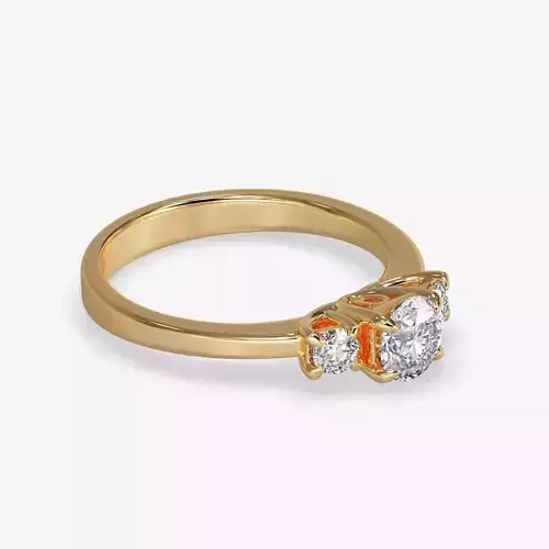 CJ-0017 engagement ring with three stones gold 3D print model