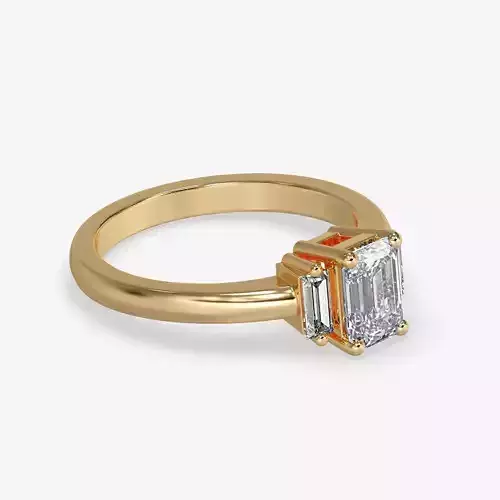 CJ-0016 emerald cut engagement ring 3D print model