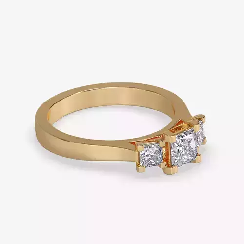 CJ-0015 three stone diamond ring gold 3D print model