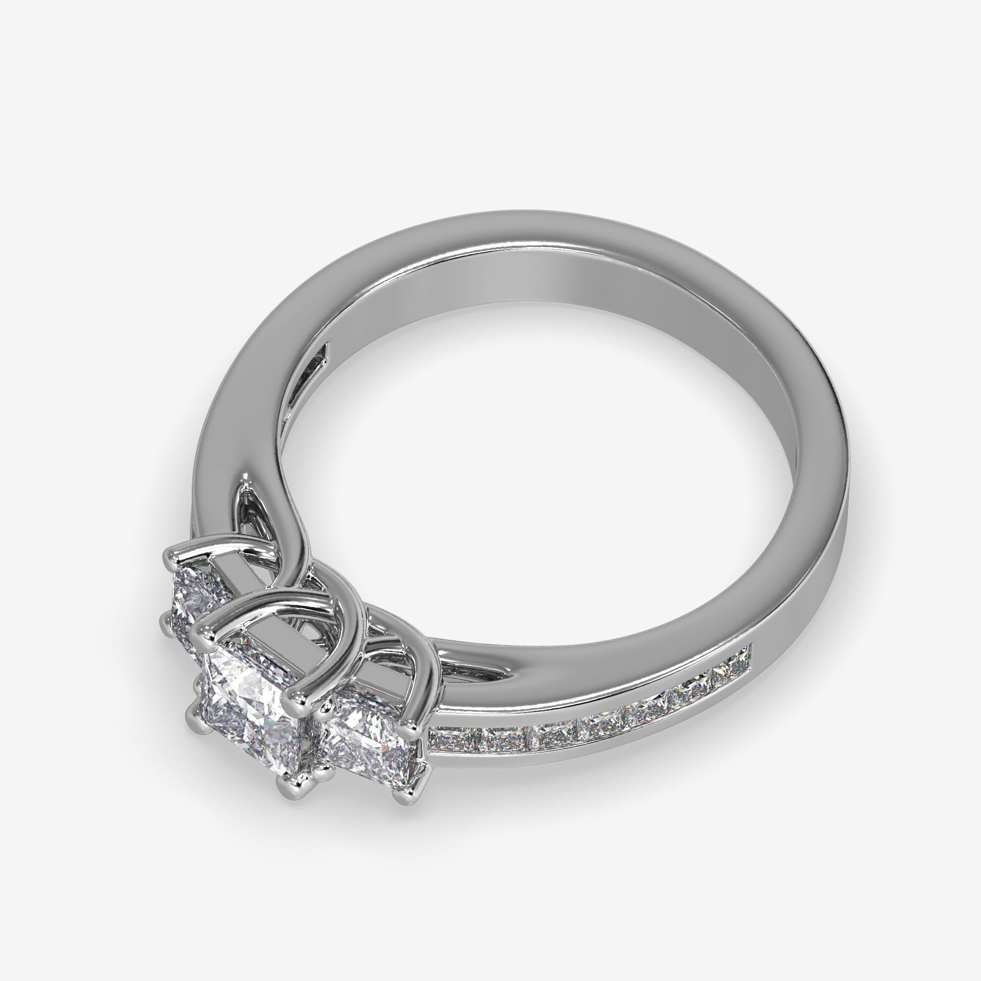 CJ-0013 engagement ring with princess cut diamonds 3D print model_8
