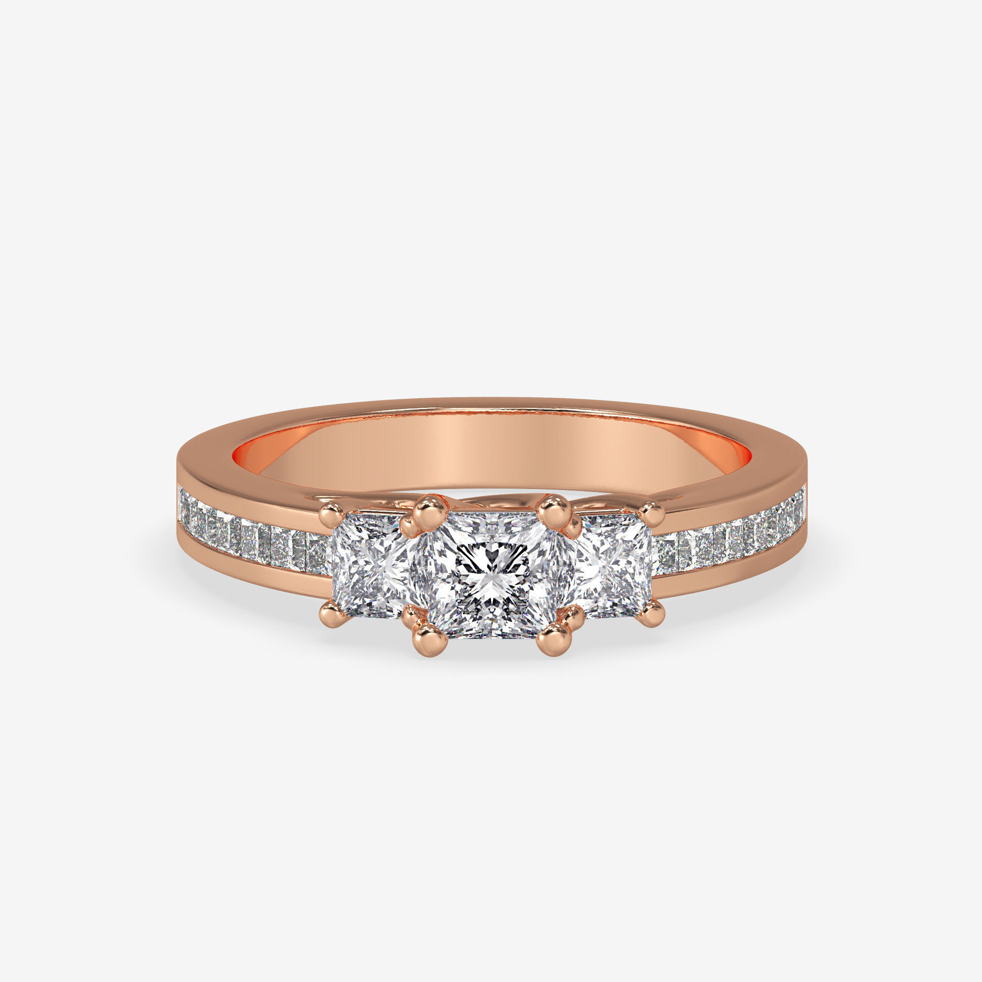 CJ-0013 engagement ring with princess cut diamonds 3D print model_4
