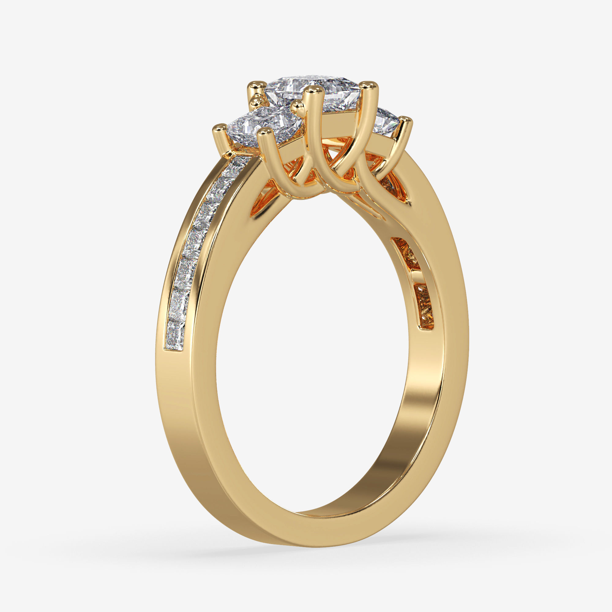 CJ-0013 engagement ring with princess cut diamonds 3D print model_12