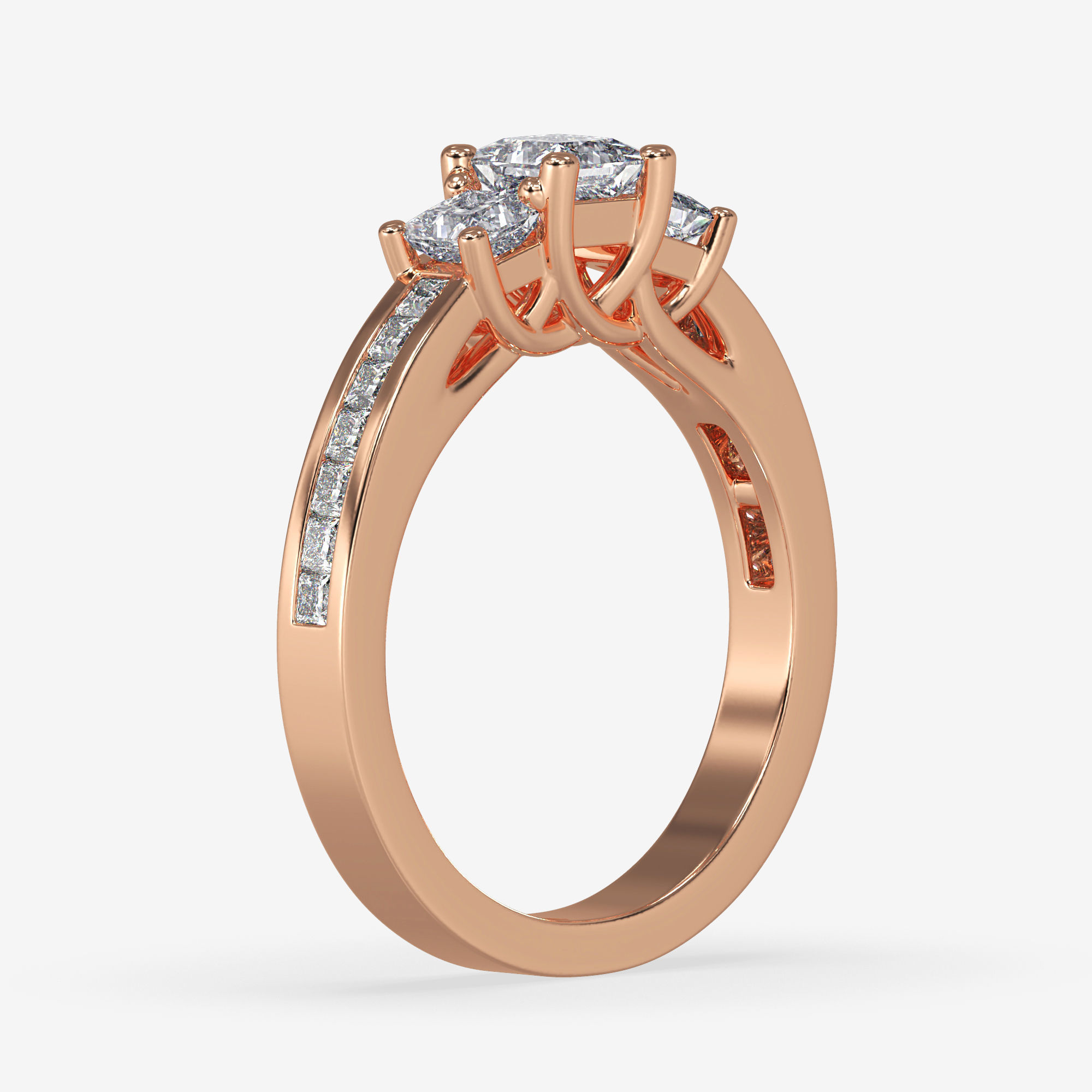 CJ-0013 engagement ring with princess cut diamonds 3D print model_6