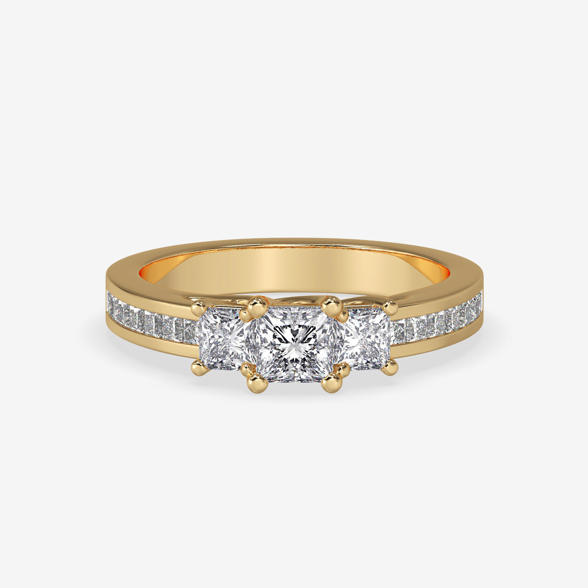 CJ-0013 engagement ring with princess cut diamonds 3D print model_10