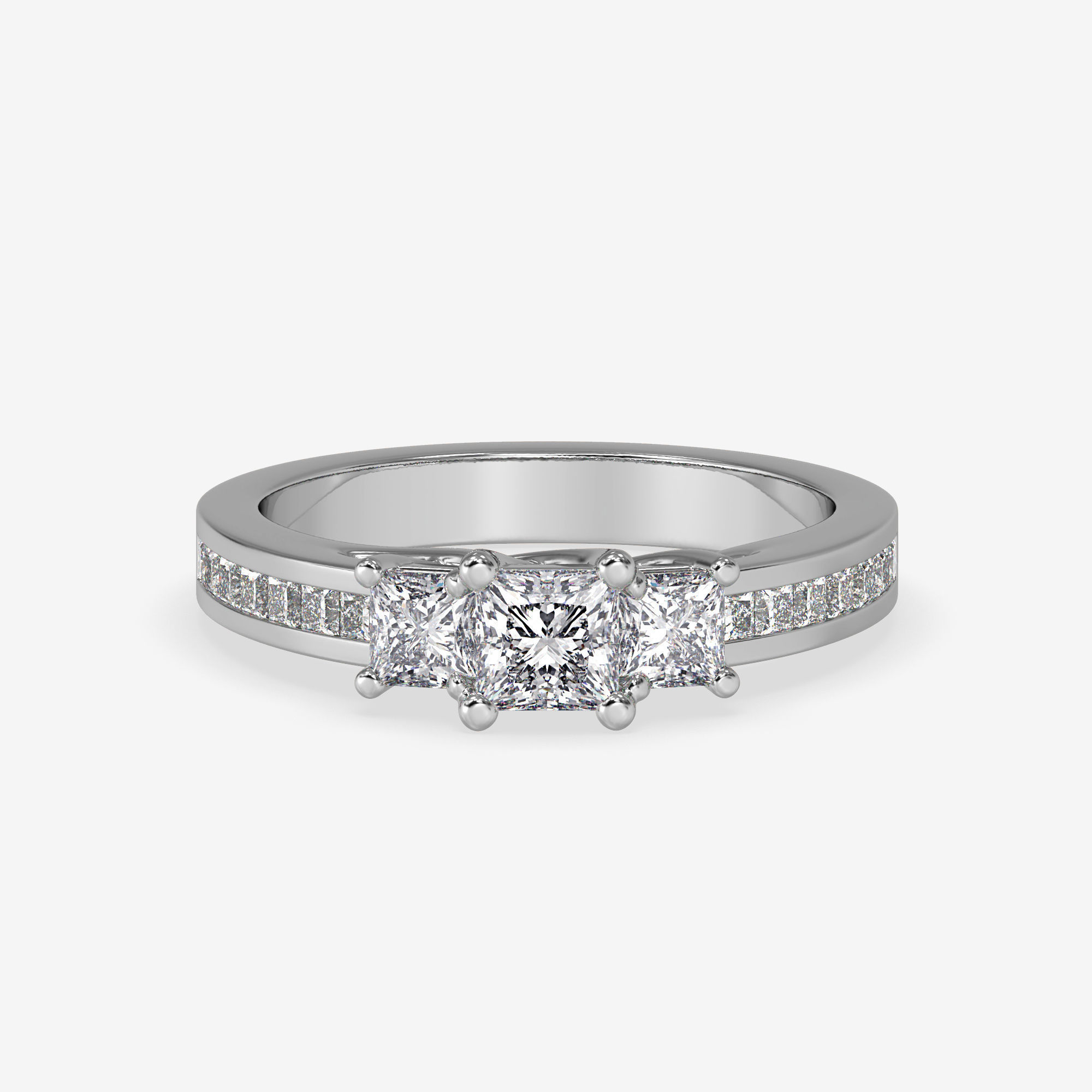 CJ-0013 engagement ring with princess cut diamonds 3D print model_7