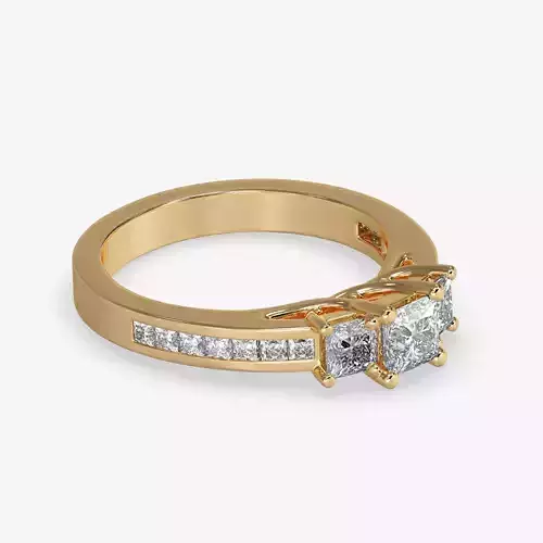 CJ-0013 engagement ring with princess cut diamonds 3D print model