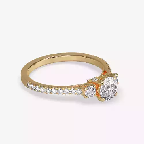 CJ-0011 diamond engagement ring gold 3D print model