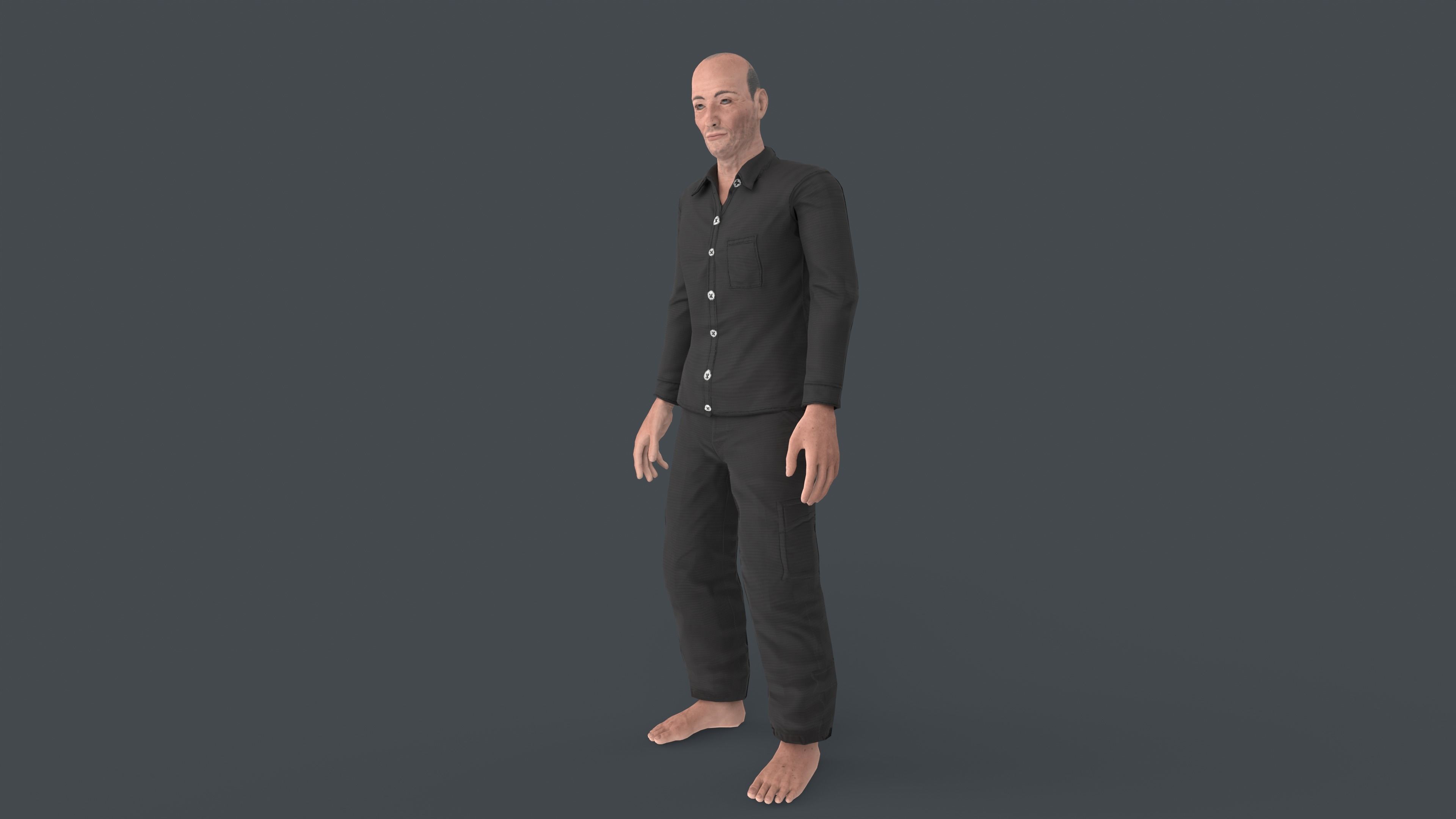 Old Man Low-poly 3D model_4