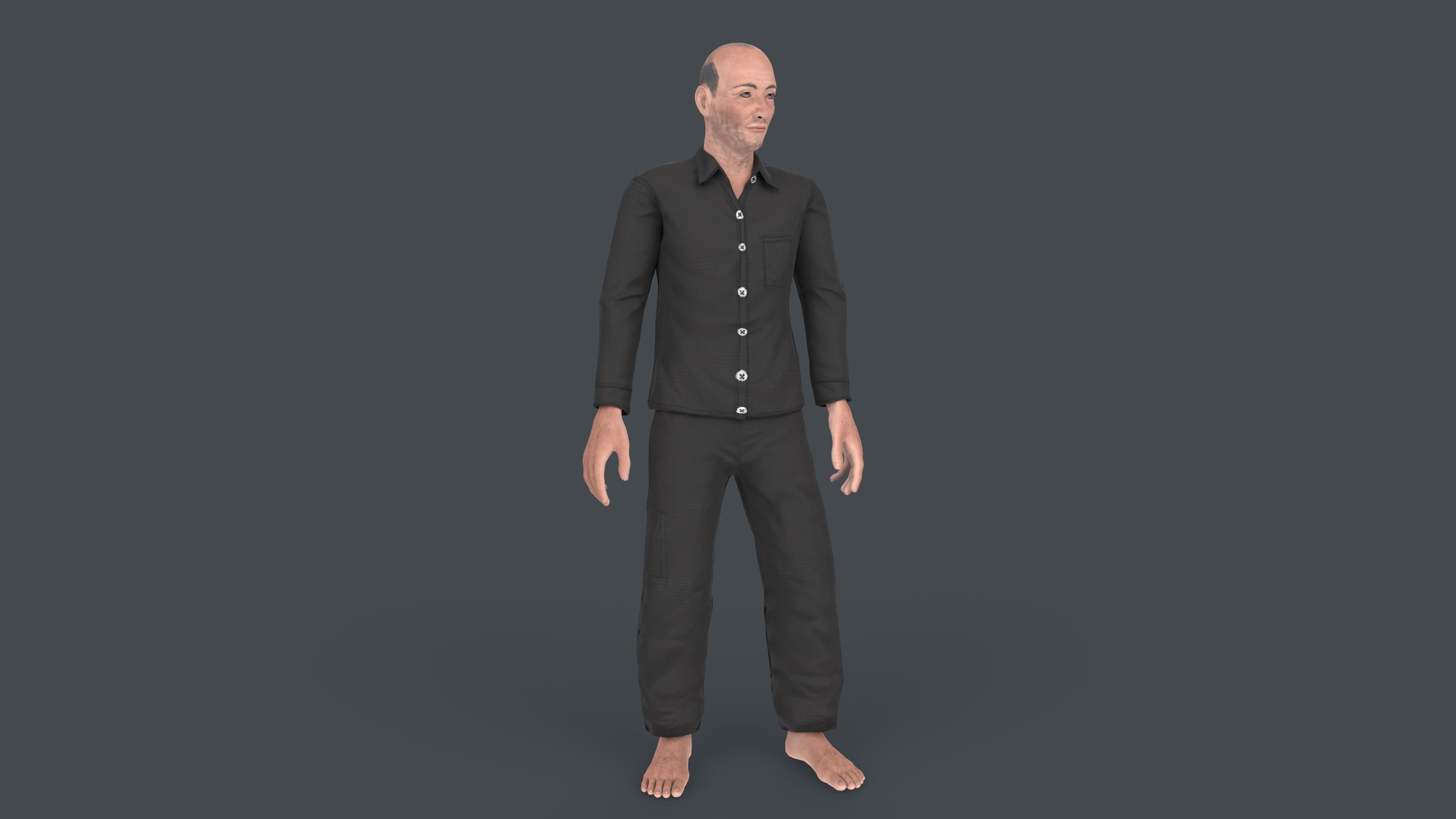Old Man Low-poly 3D model_1