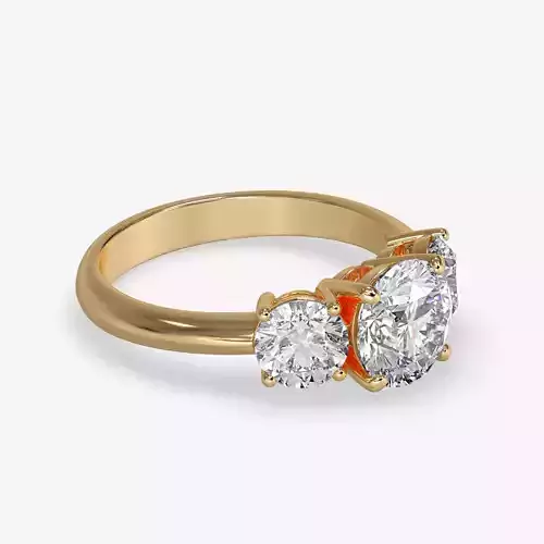 CJ-0009 three stone engagement ring 3D print model