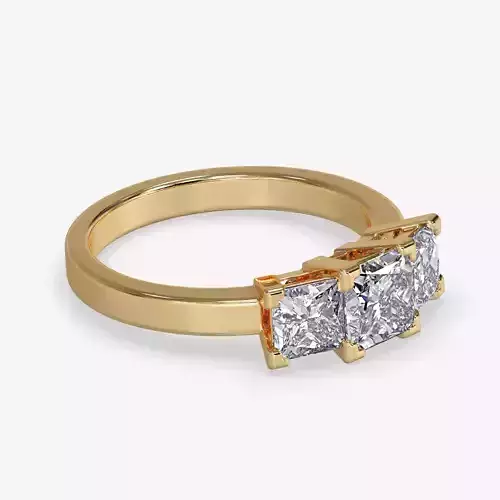 CJ-0006 three stone diamond ring gold 3D print model