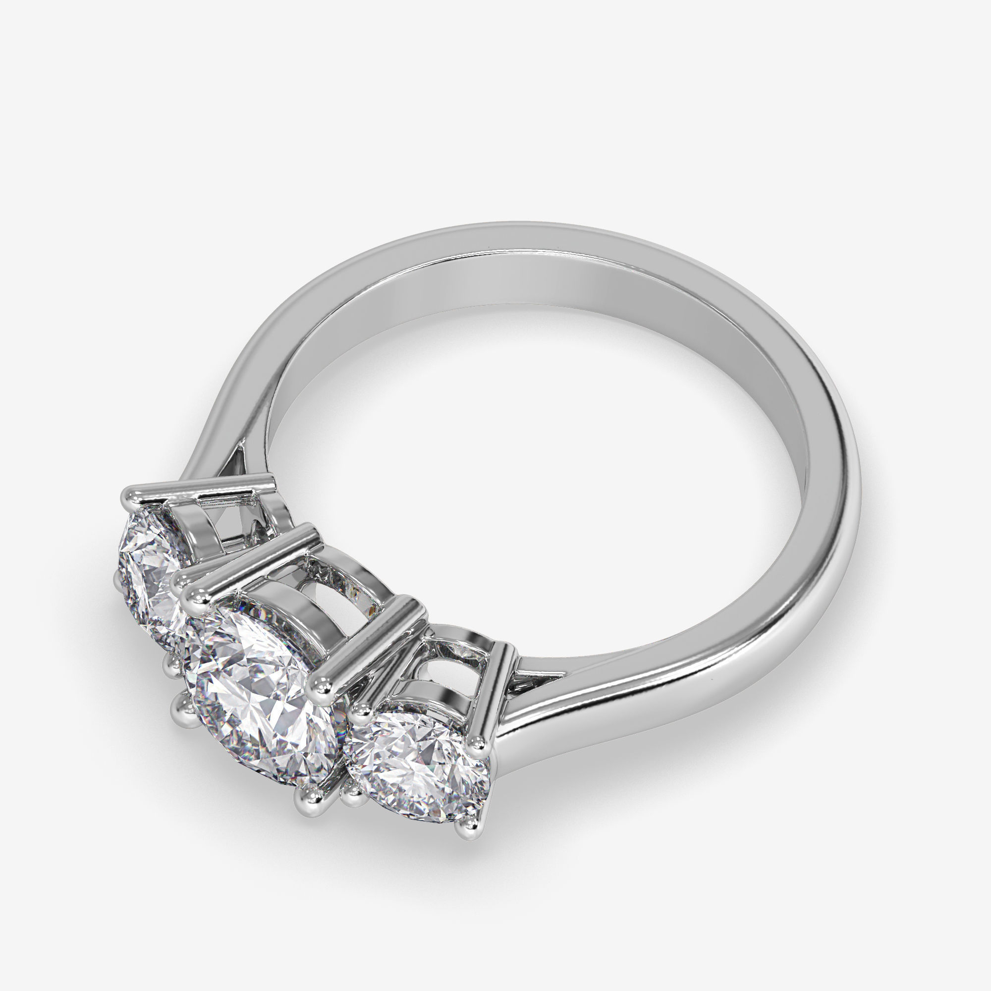 CJ-0004 three stone engagement ring in rose gold 3D print model_8