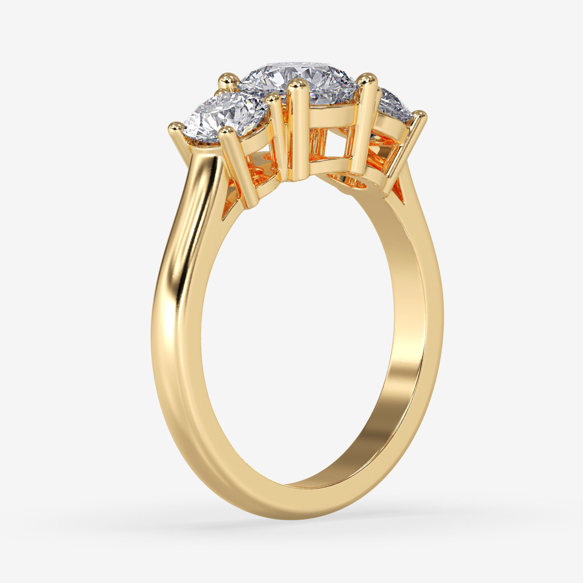 CJ-0004 three stone engagement ring in rose gold 3D print model_12
