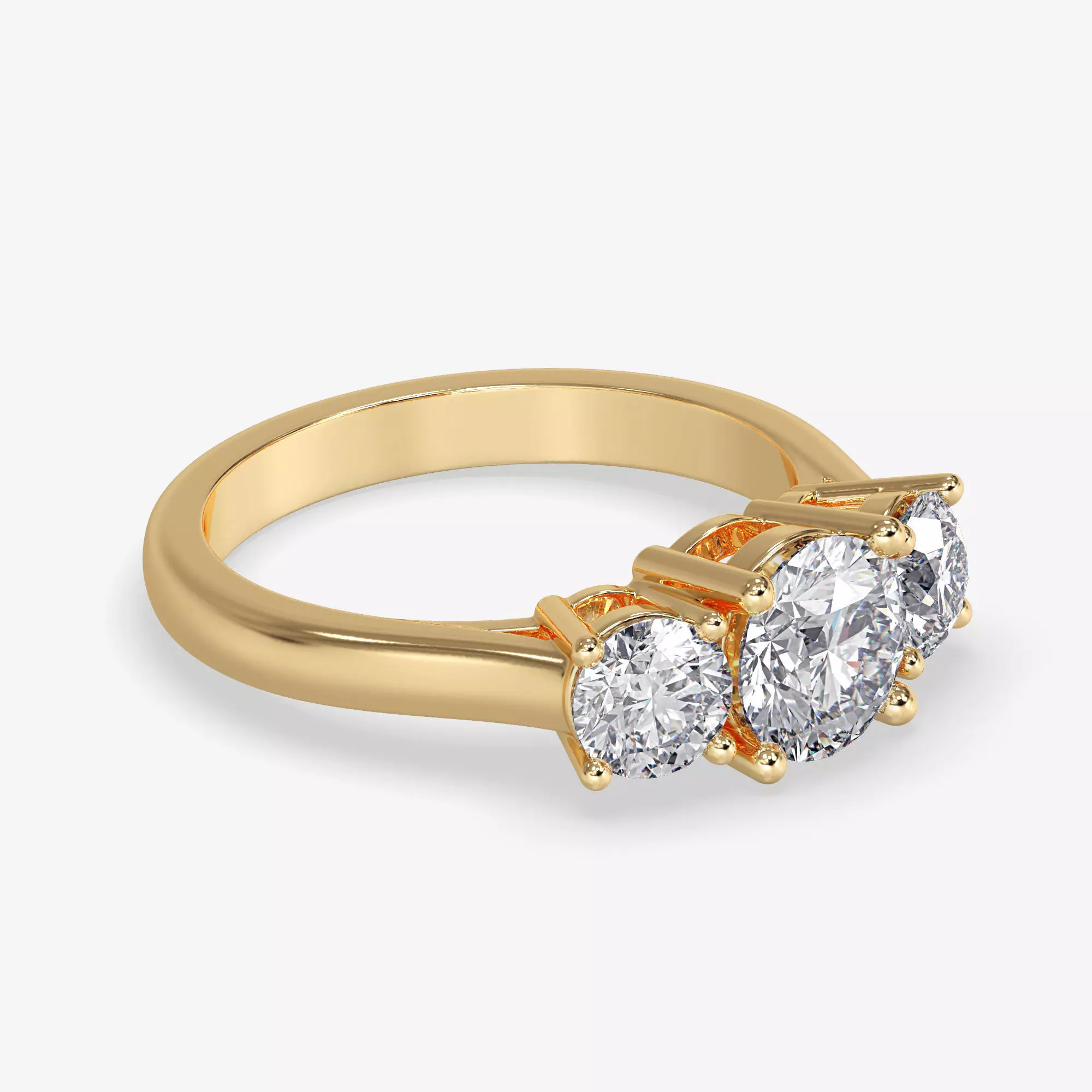 CJ-0004 three stone engagement ring in rose gold 3D print model_0