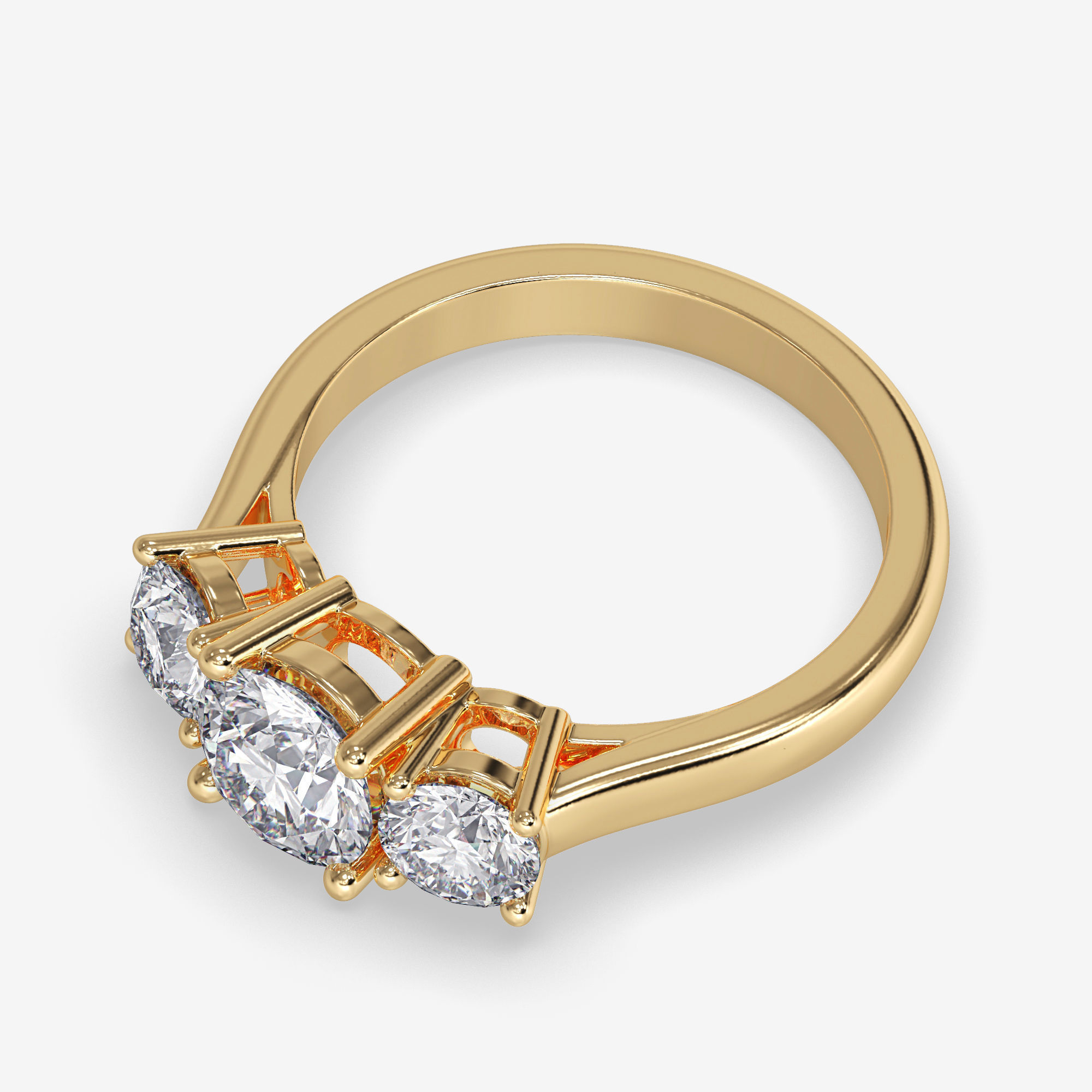 CJ-0004 three stone engagement ring in rose gold 3D print model_11