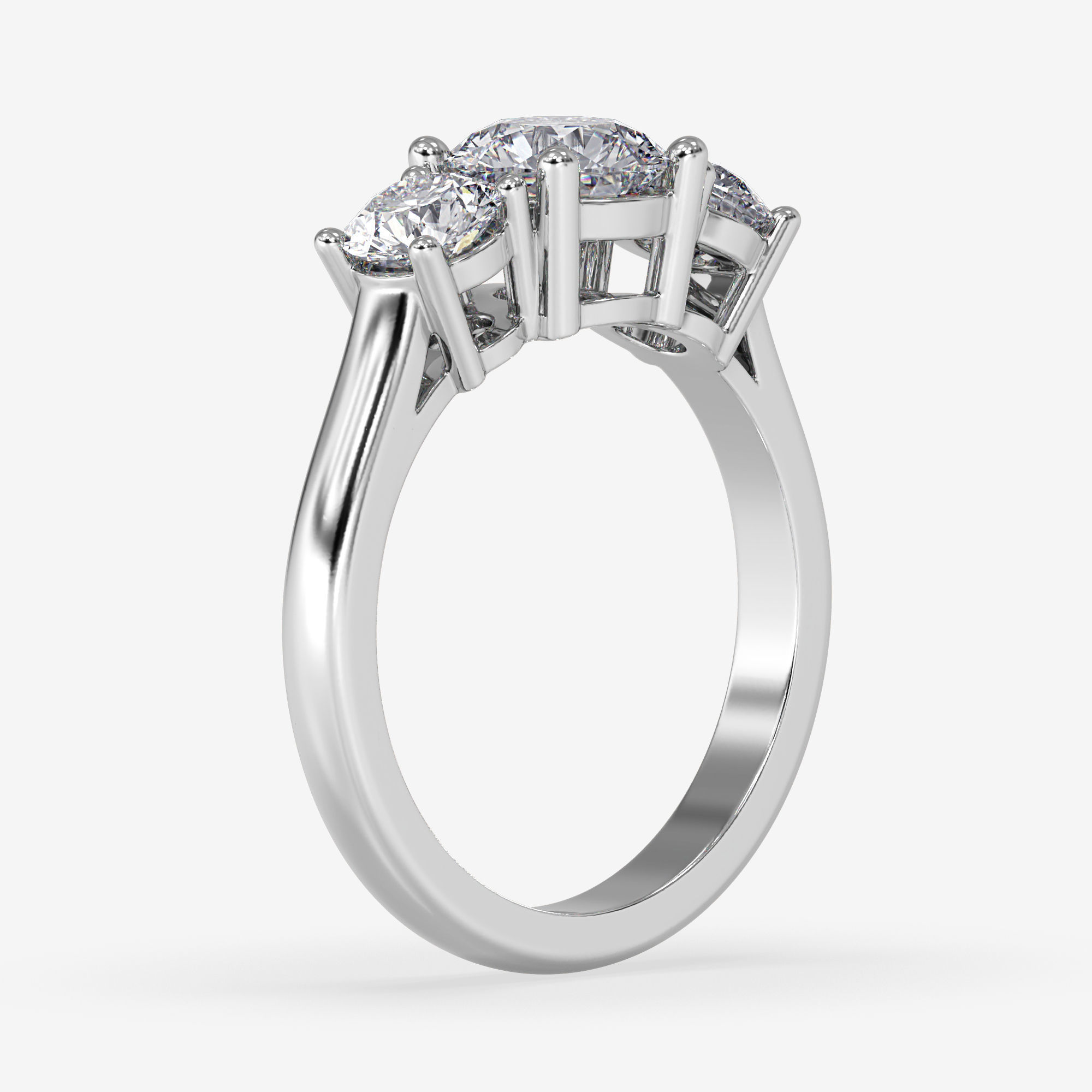 CJ-0004 three stone engagement ring in rose gold 3D print model_9