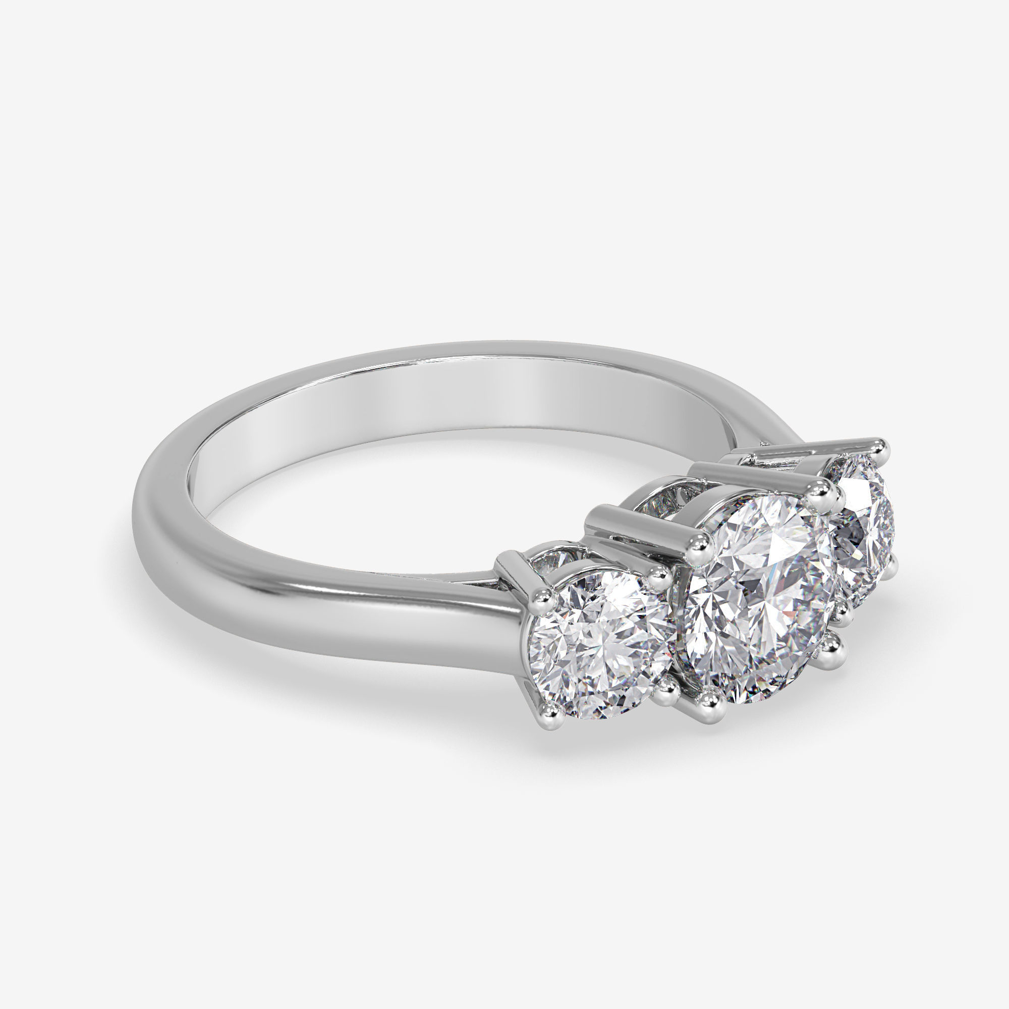 CJ-0004 three stone engagement ring in rose gold 3D print model_2