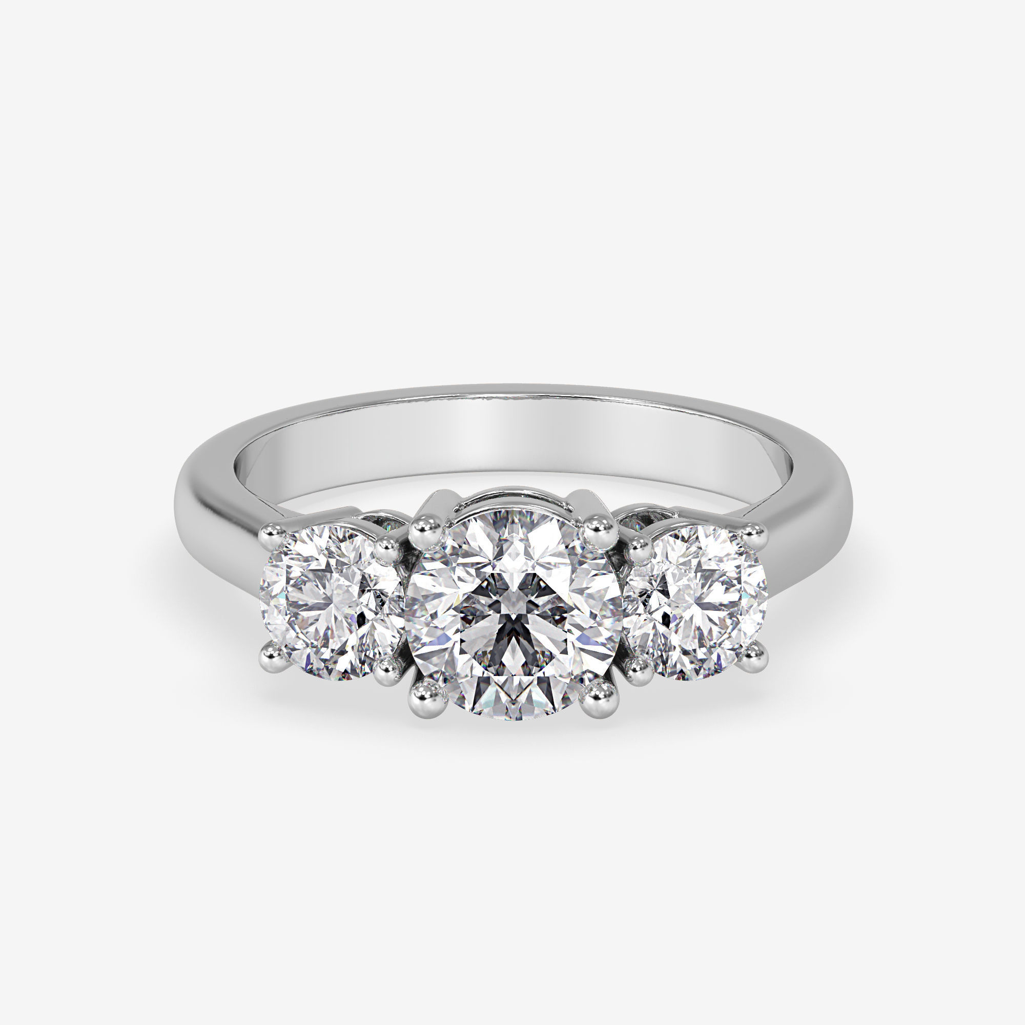 CJ-0004 three stone engagement ring in rose gold 3D print model_7