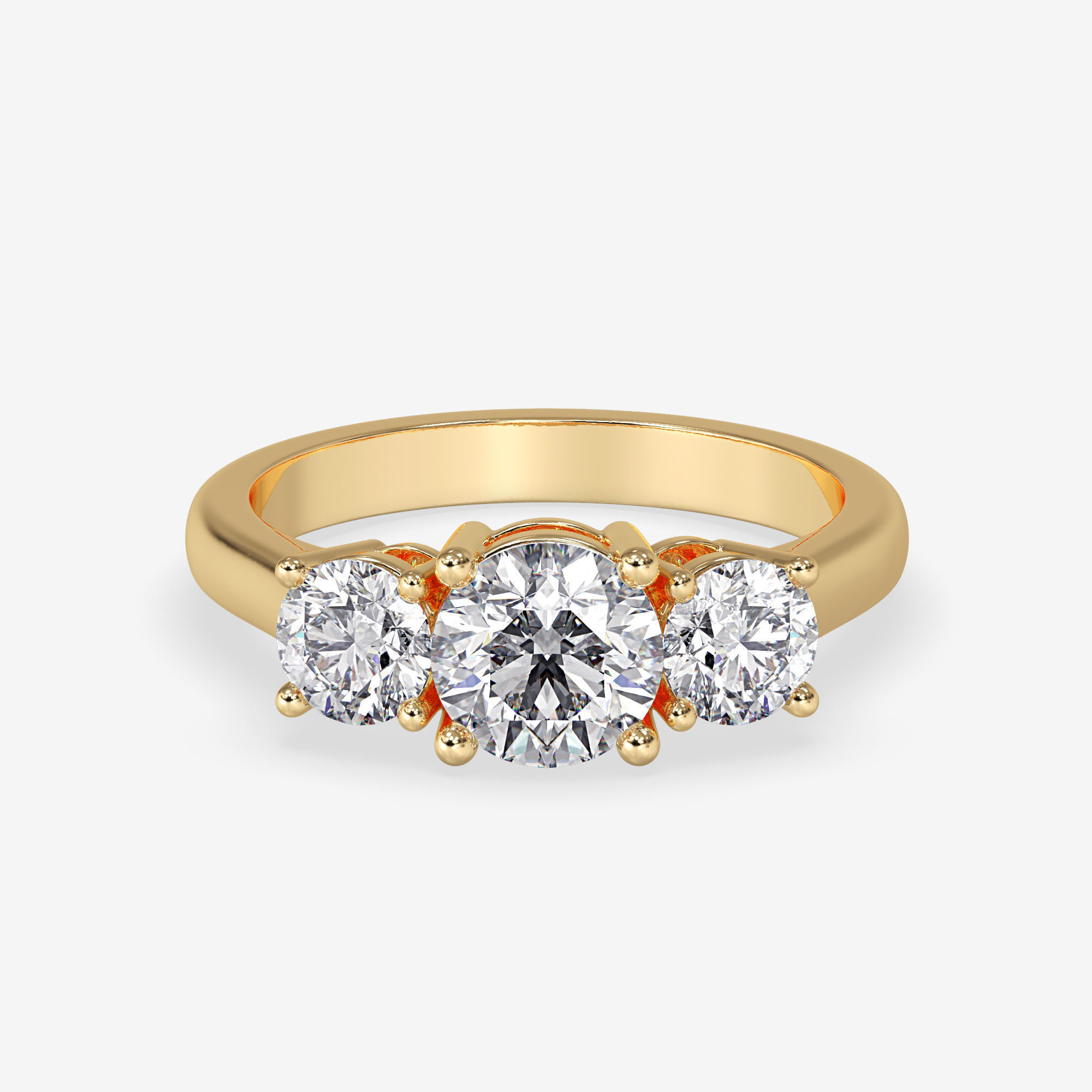 CJ-0004 three stone engagement ring in rose gold 3D print model_10