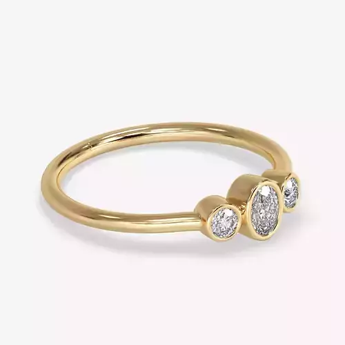 CJ-0002 three stone ring gold 3D print model