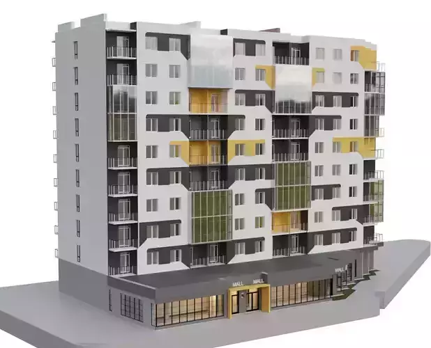 Multi-storey residential building 3D model