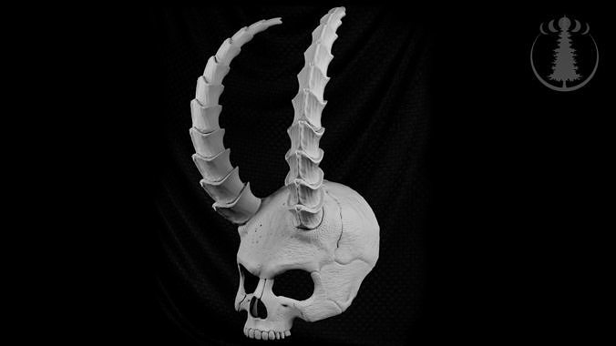 Mask Skull with horns 3D print model