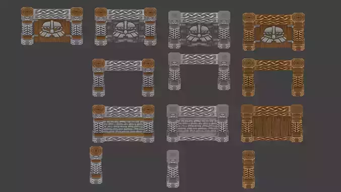 Handpainted Dwarf stylized wall door columns
