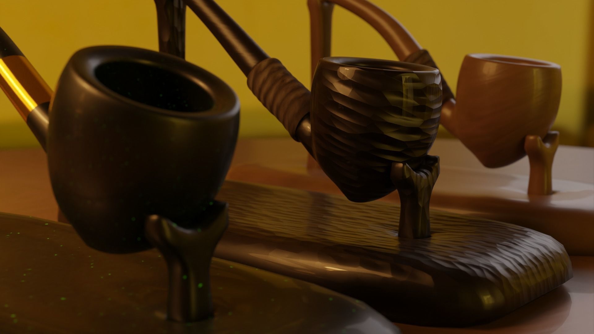 Hobbit Smoking Pipe Collection Low-poly 3D model_10