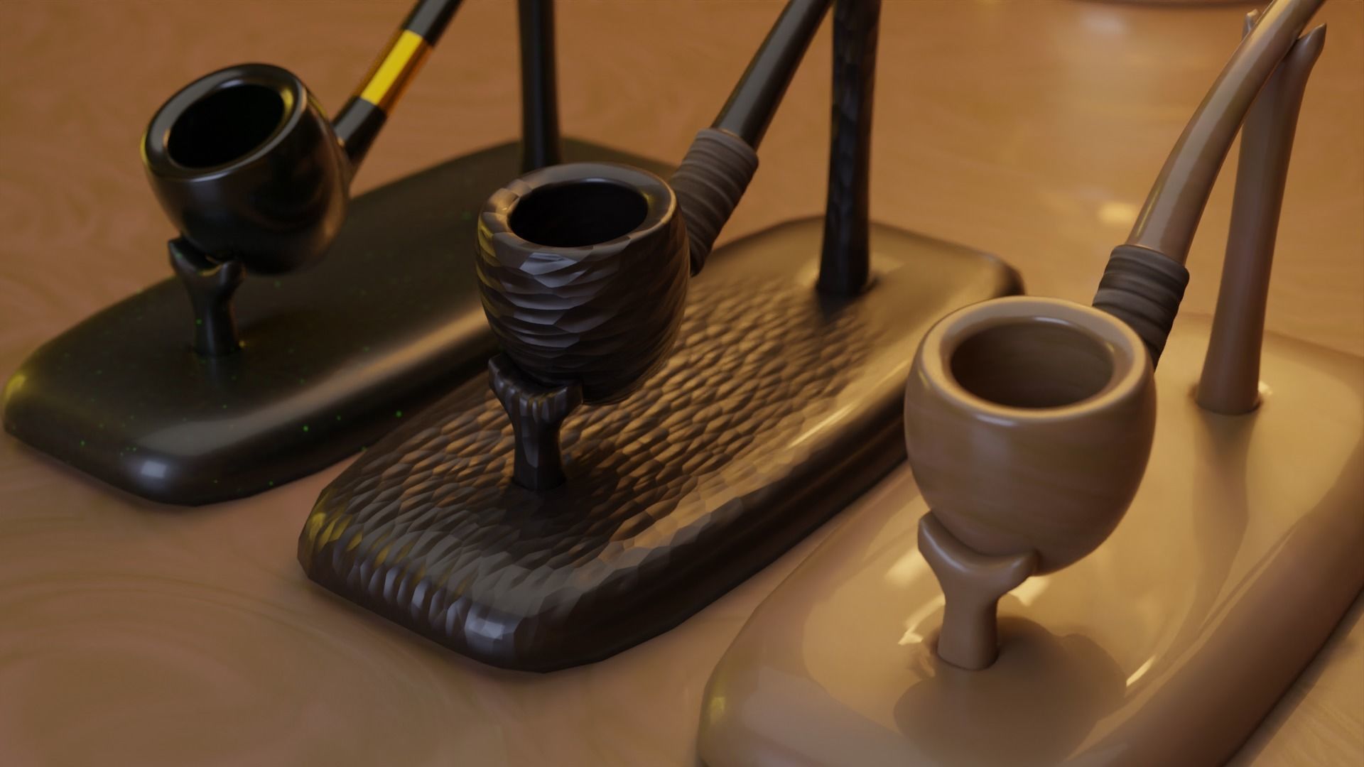 Hobbit Smoking Pipe Collection Low-poly 3D model_19