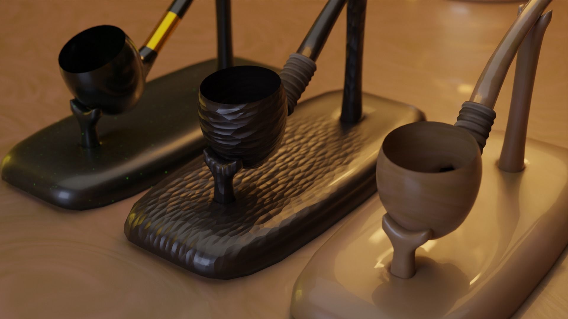 Hobbit Smoking Pipe Collection Low-poly 3D model_13