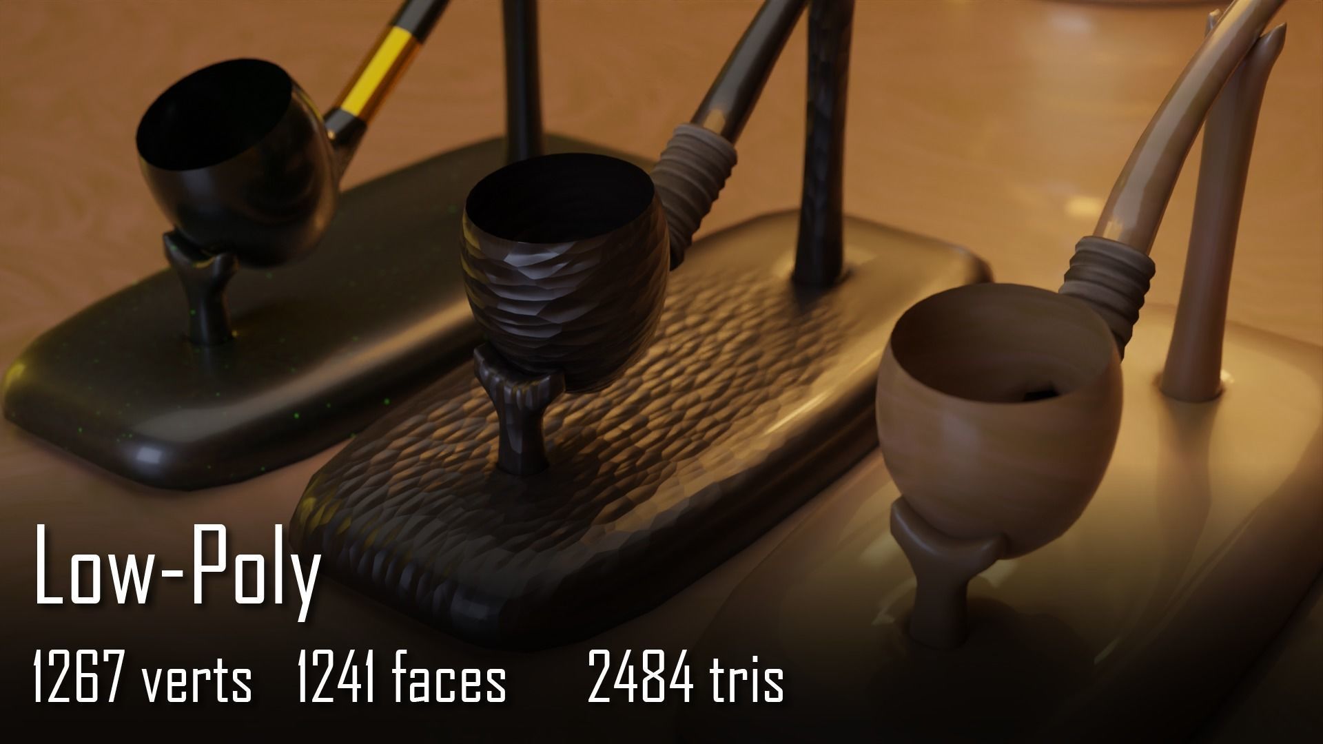 Hobbit Smoking Pipe Collection Low-poly 3D model_12