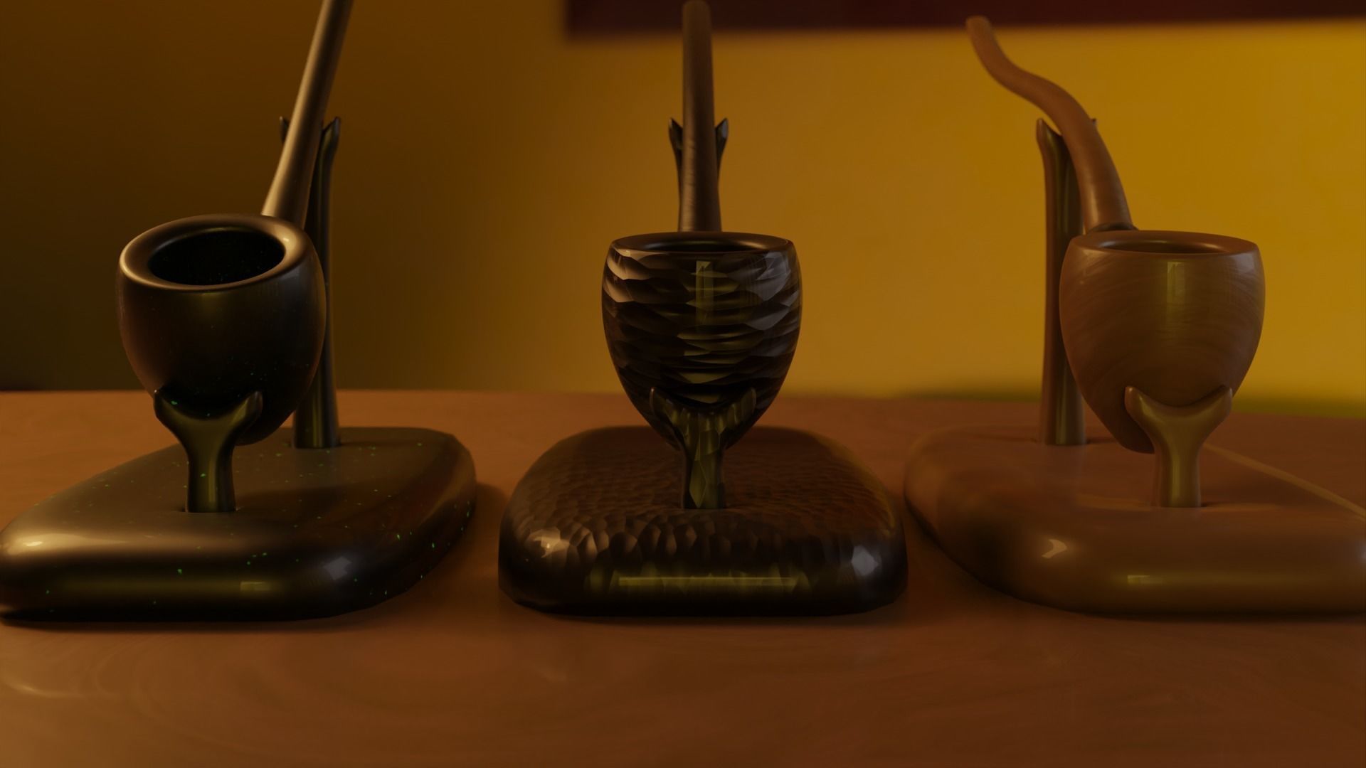Hobbit Smoking Pipe Collection Low-poly 3D model_5