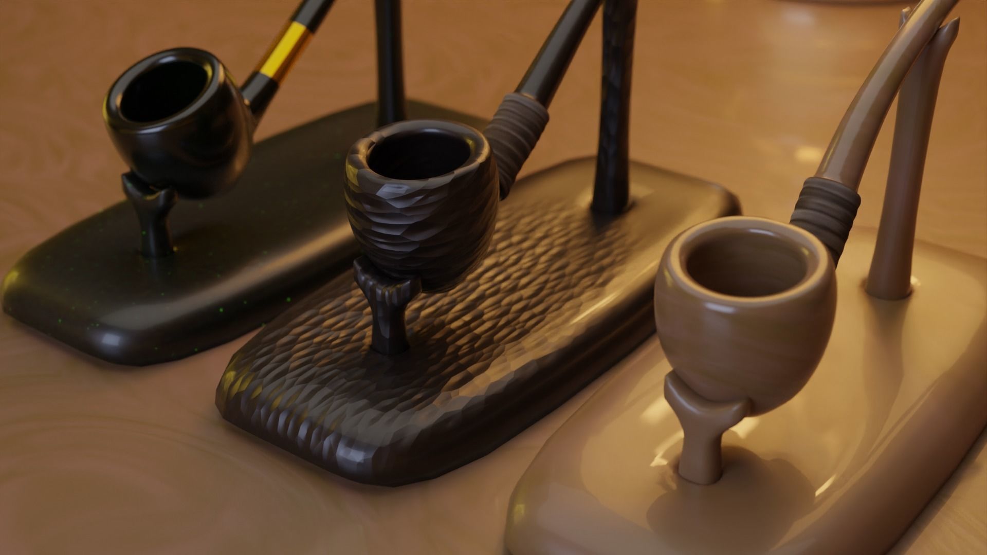 Hobbit Smoking Pipe Collection Low-poly 3D model_17